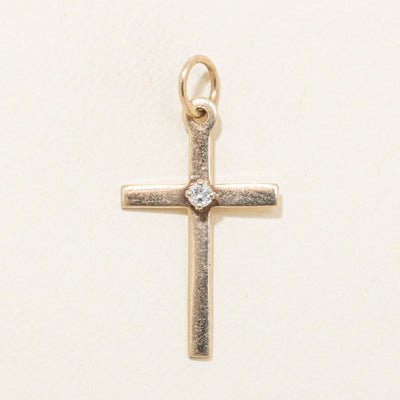 10k Yellow Gold Diamond Cross Charm