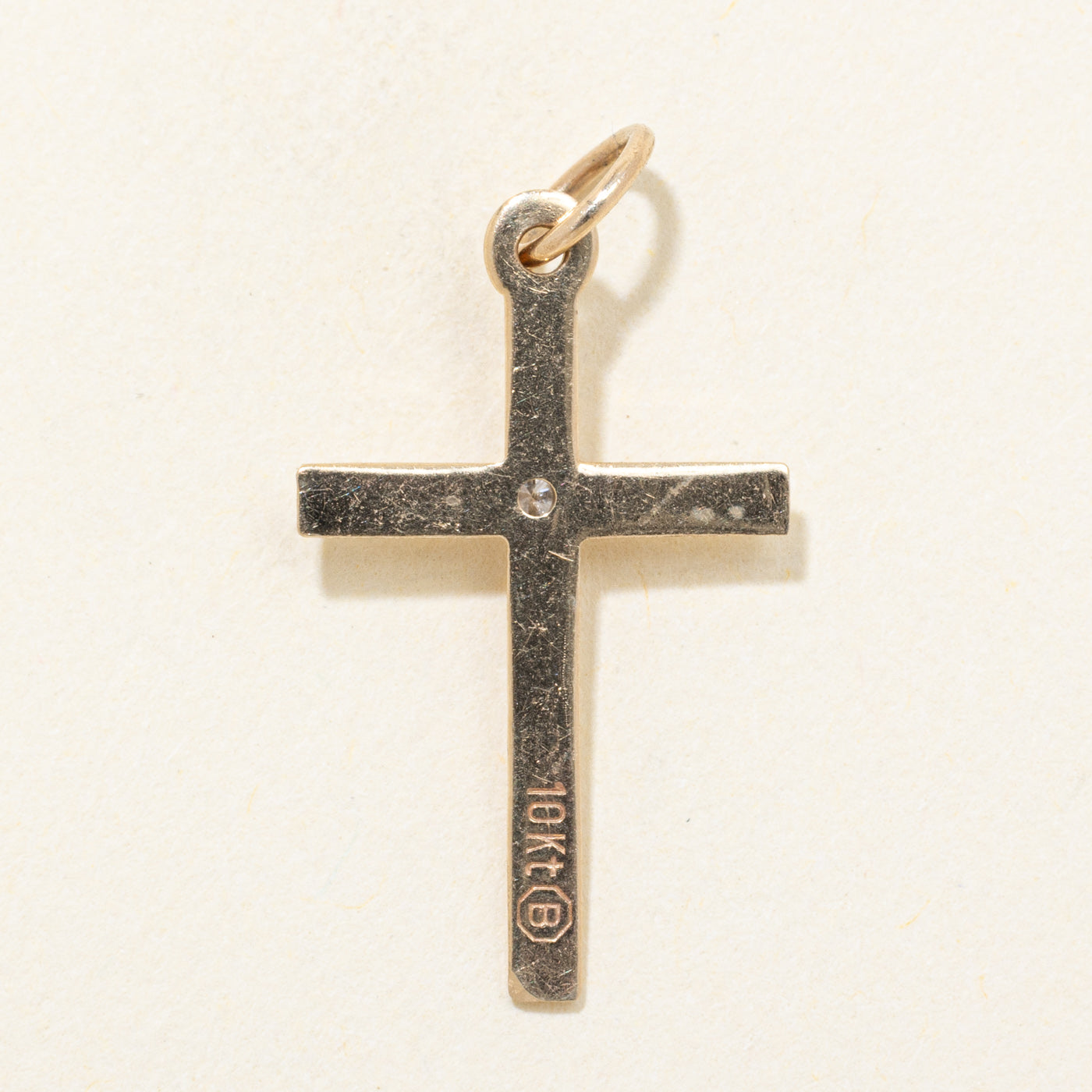 10k Yellow Gold Diamond Cross Charm