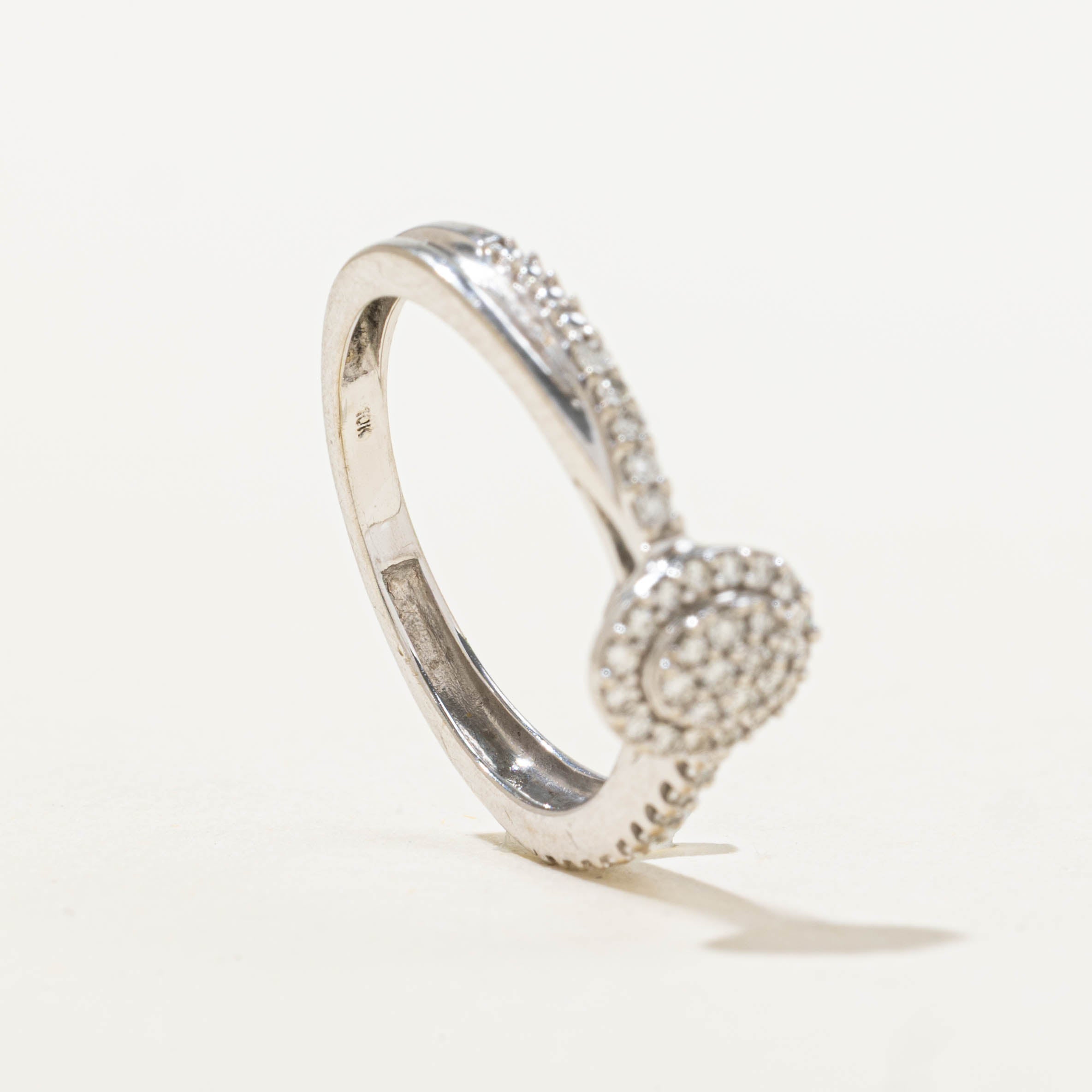10k Diamond Oval Cluster Halo Crossover Ring | SZ 4.75
