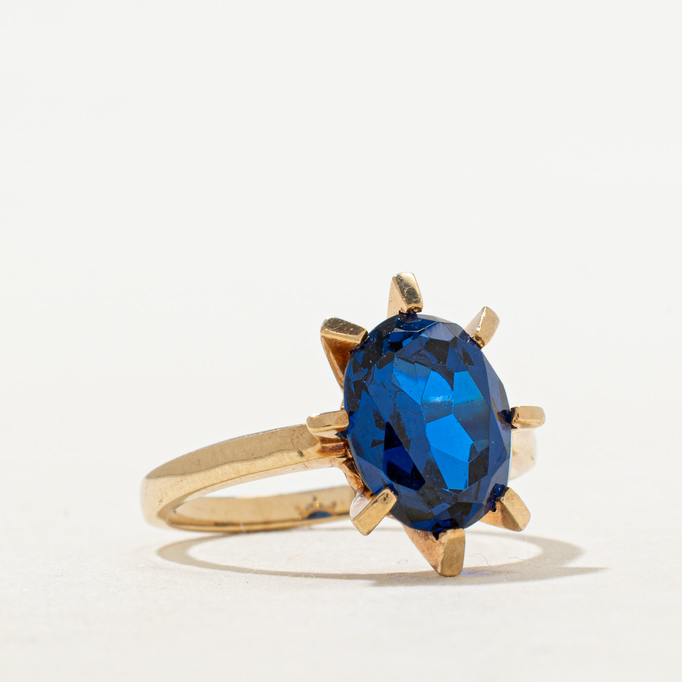 Oval Cut Synthetic Sapphire Ring | 2.98ct | SZ 5.5