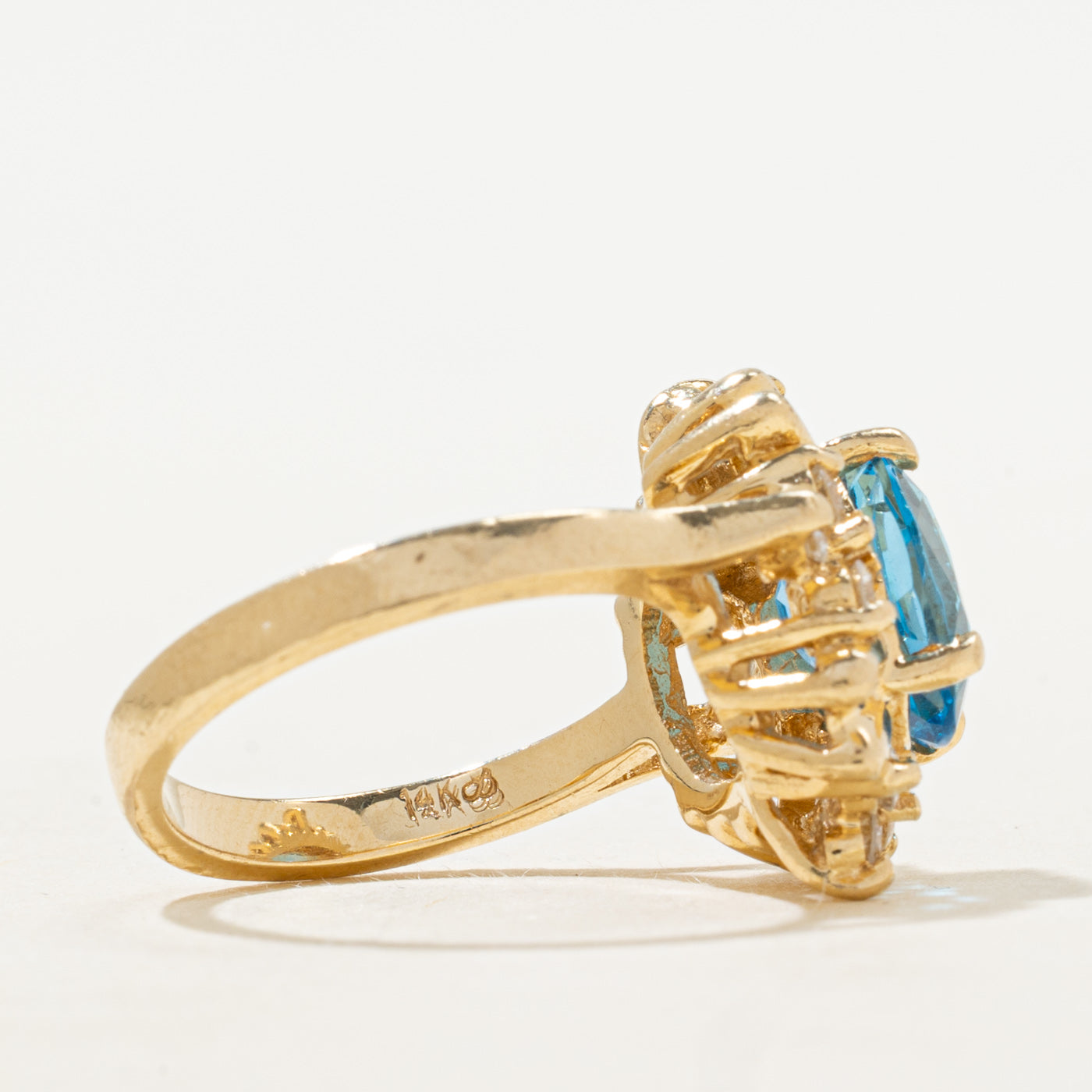 Blue Topaz & Diamond Cocktail Ring | 2.94ct, 0.48ctw | SZ 6.5