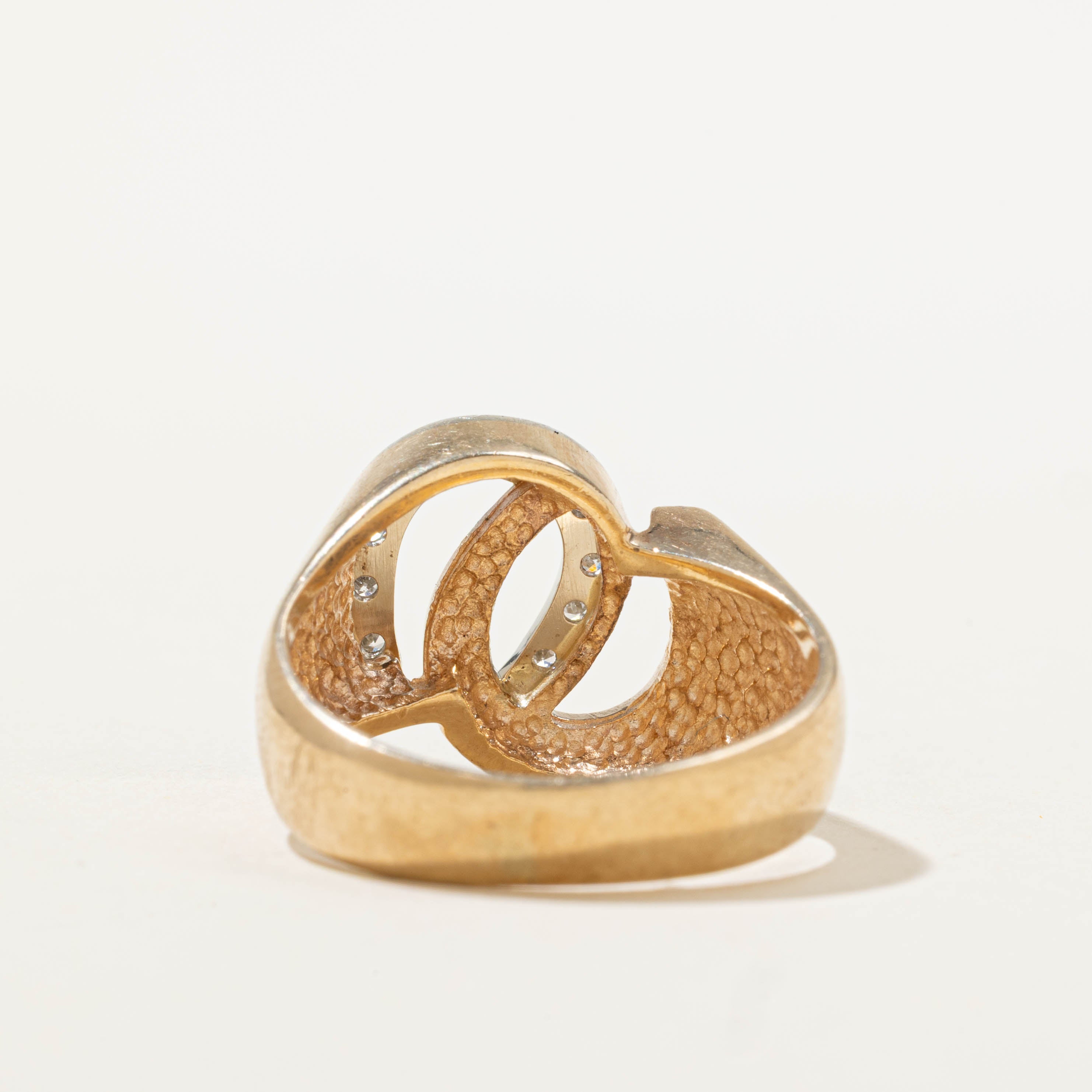 ‘Birks’ 10k Diamond Double Horseshoe Ring | SZ 8.5