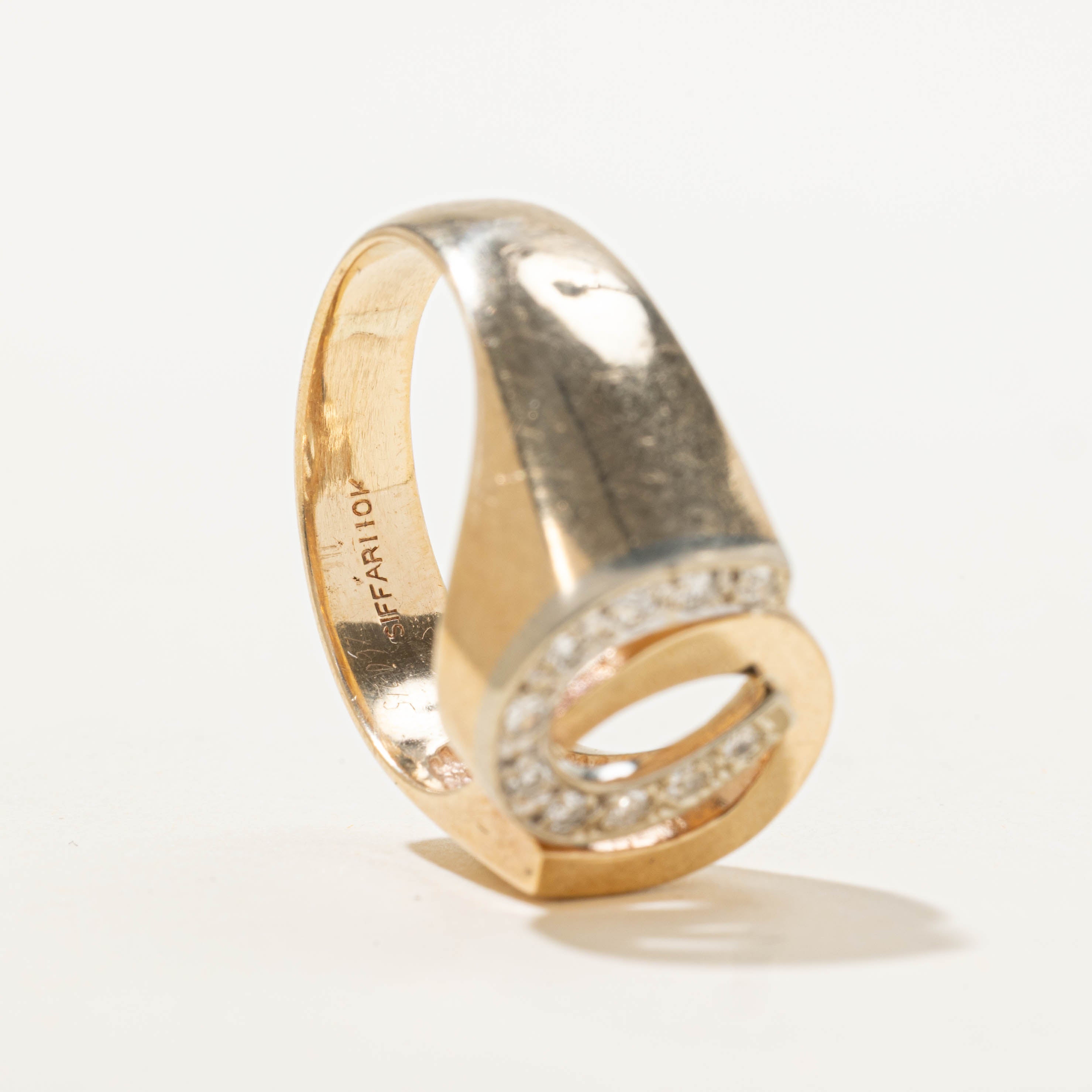 ‘Birks’ 10k Diamond Double Horseshoe Ring | SZ 8.5