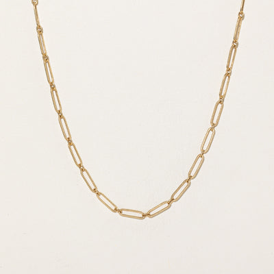 18K Yellow Gold Grooved Paperclip Chain | 23