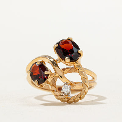 Scattered Garnet & Diamond Abstract Ring | 1.70ctw, 0.03ct | SZ 6