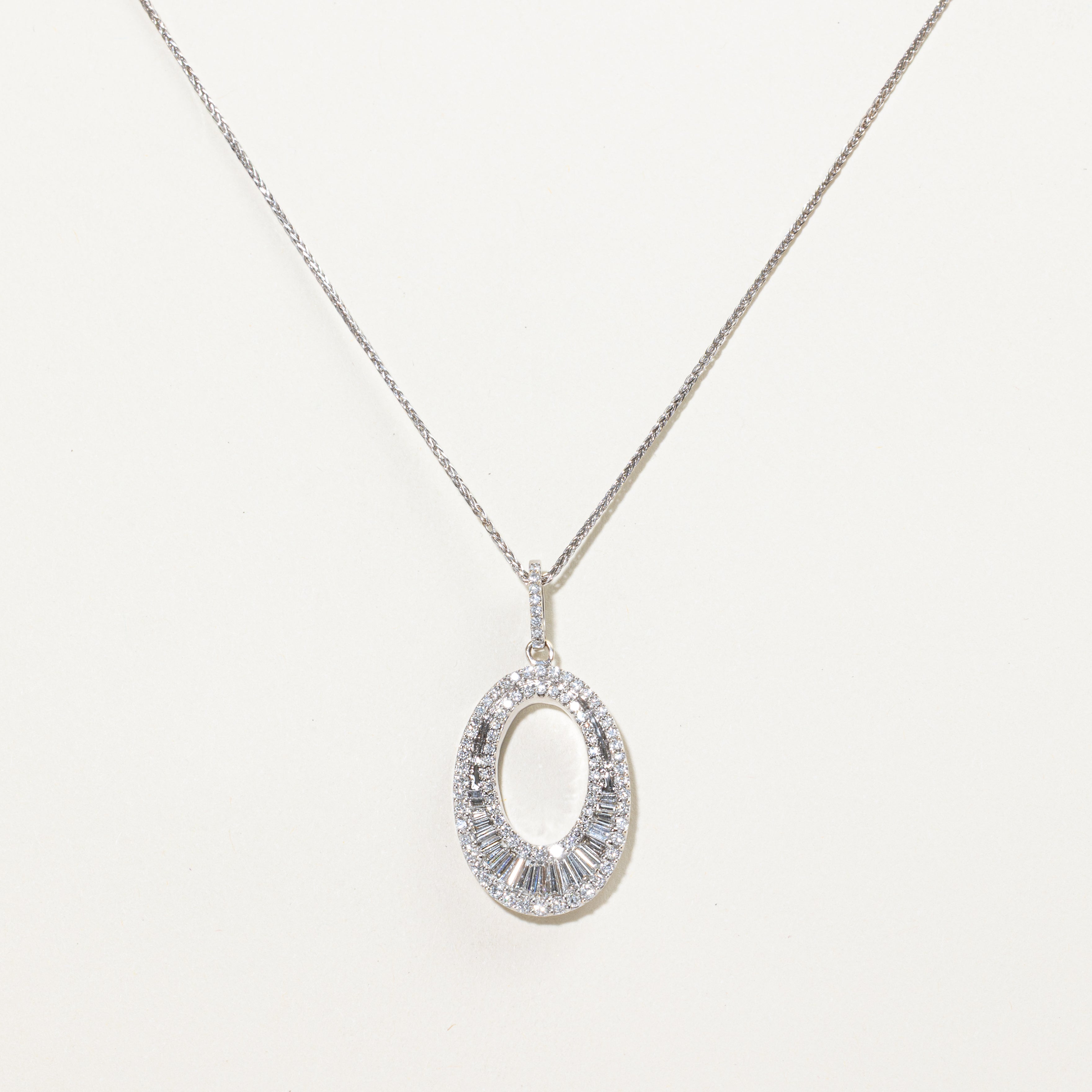 Baguette Cut Diamond Oval Pendant Necklace | 0.68ct | 18"