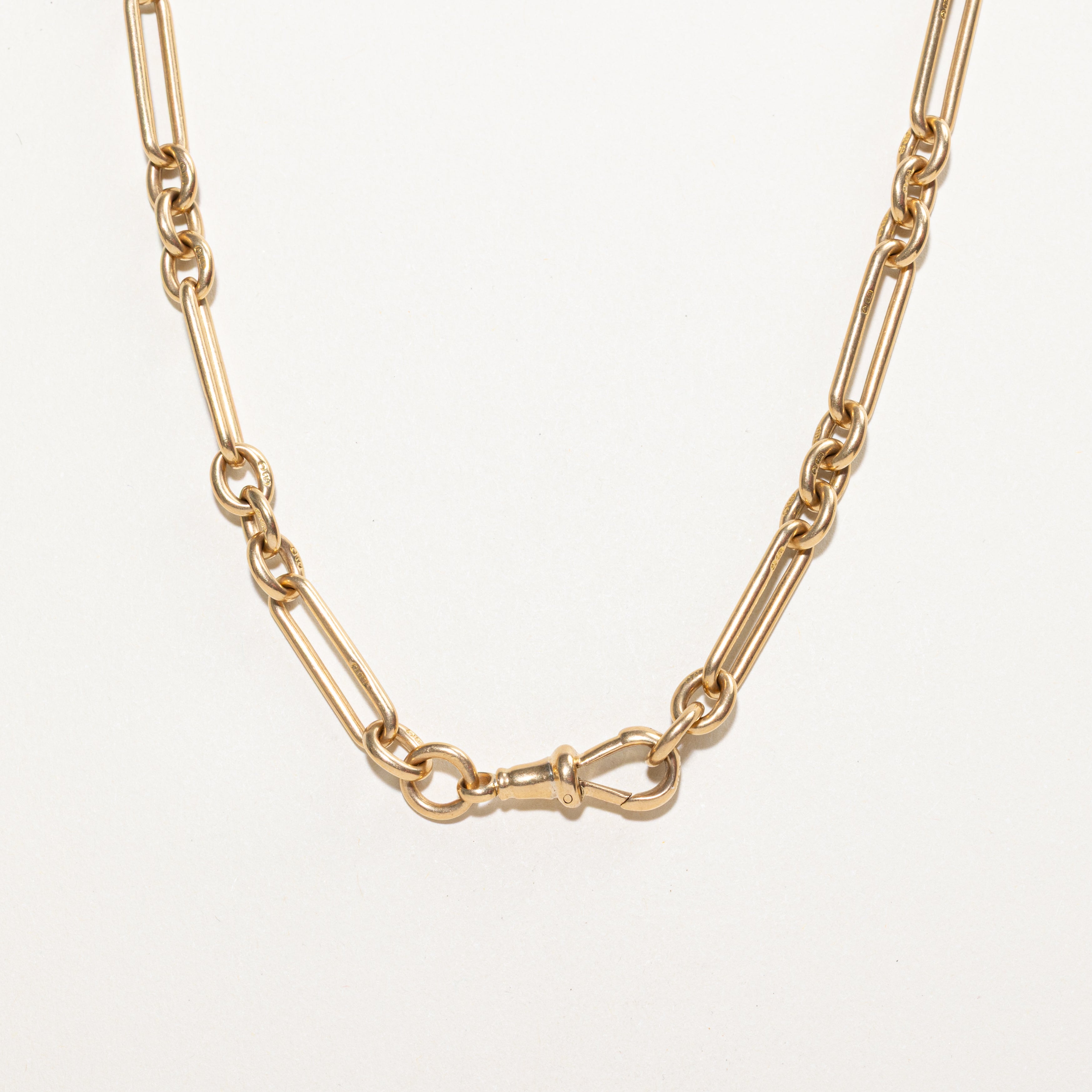 Birmingham 18k Trombone Link T Bar Watch Chain | 14"