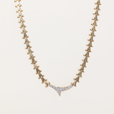 14K Diamond Chevron Design Pendant Necklace | 0.08ctw | 17