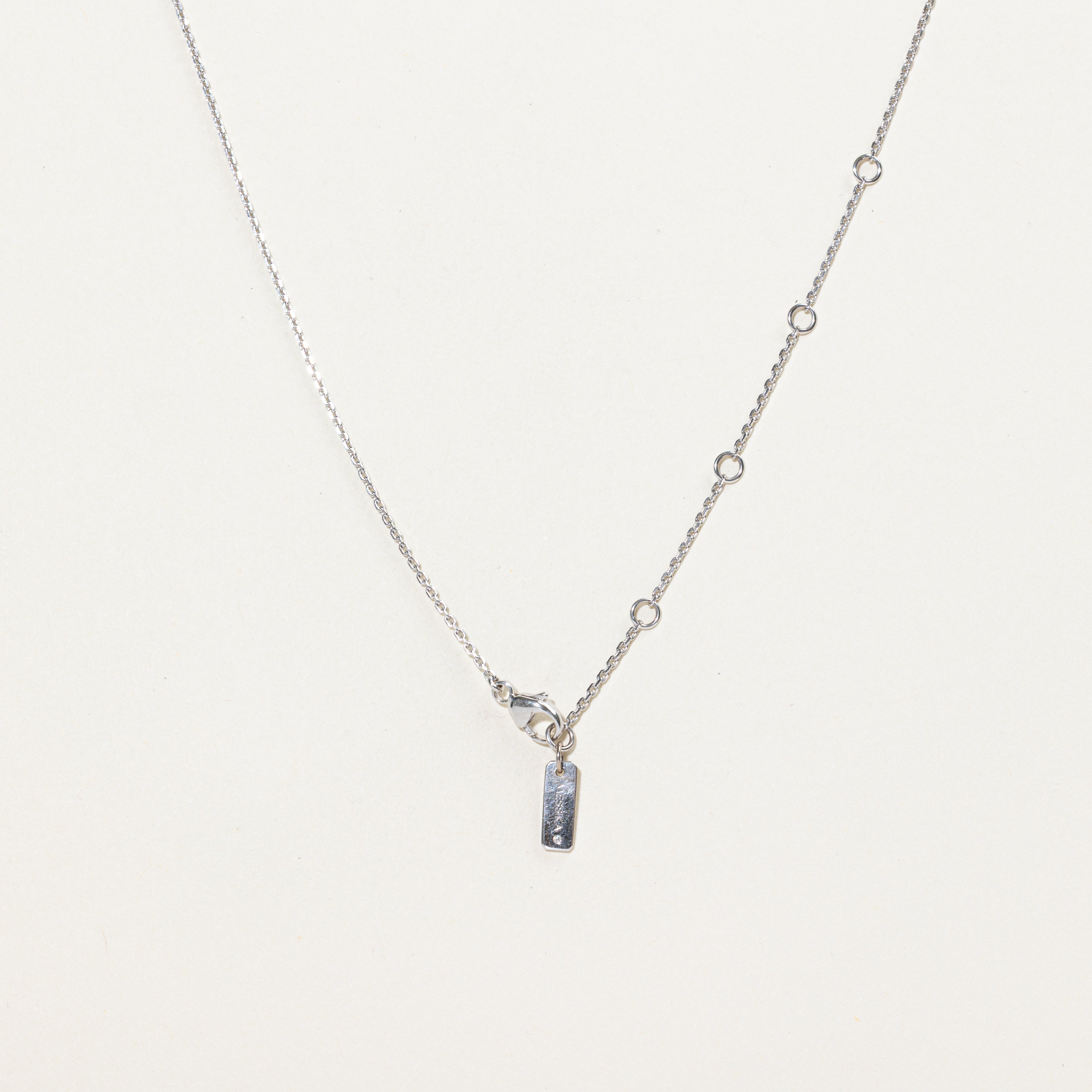 French 18k Diamond Bar Pendant Necklace | 0.20ct | 17"