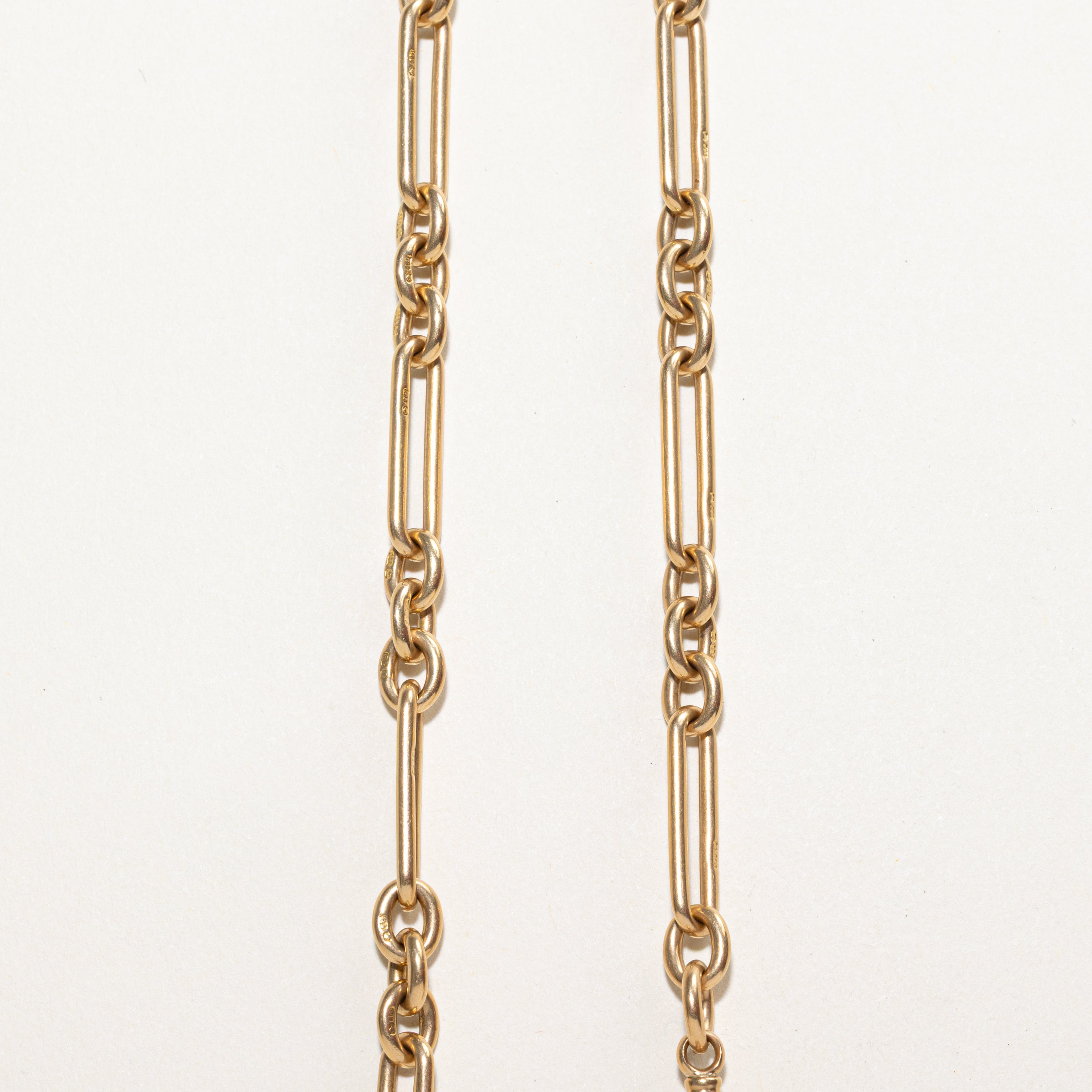 Birmingham 18k Trombone Link T Bar Watch Chain | 14"
