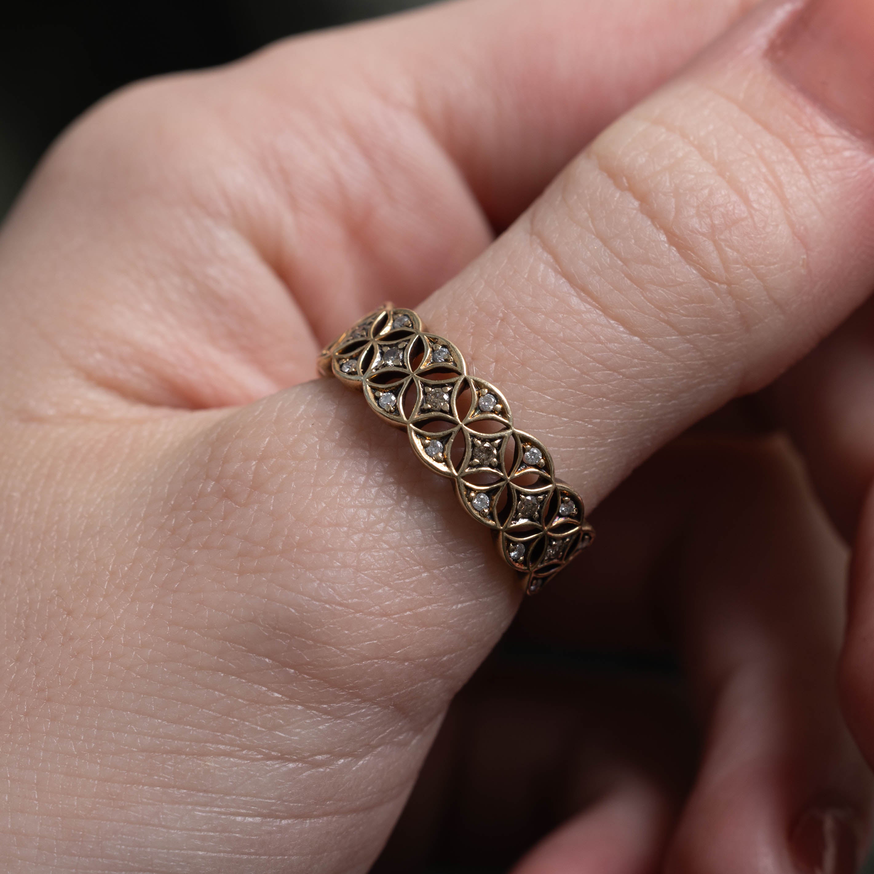 10k Diamond Geometric Openwork Ring | SZ 8.25