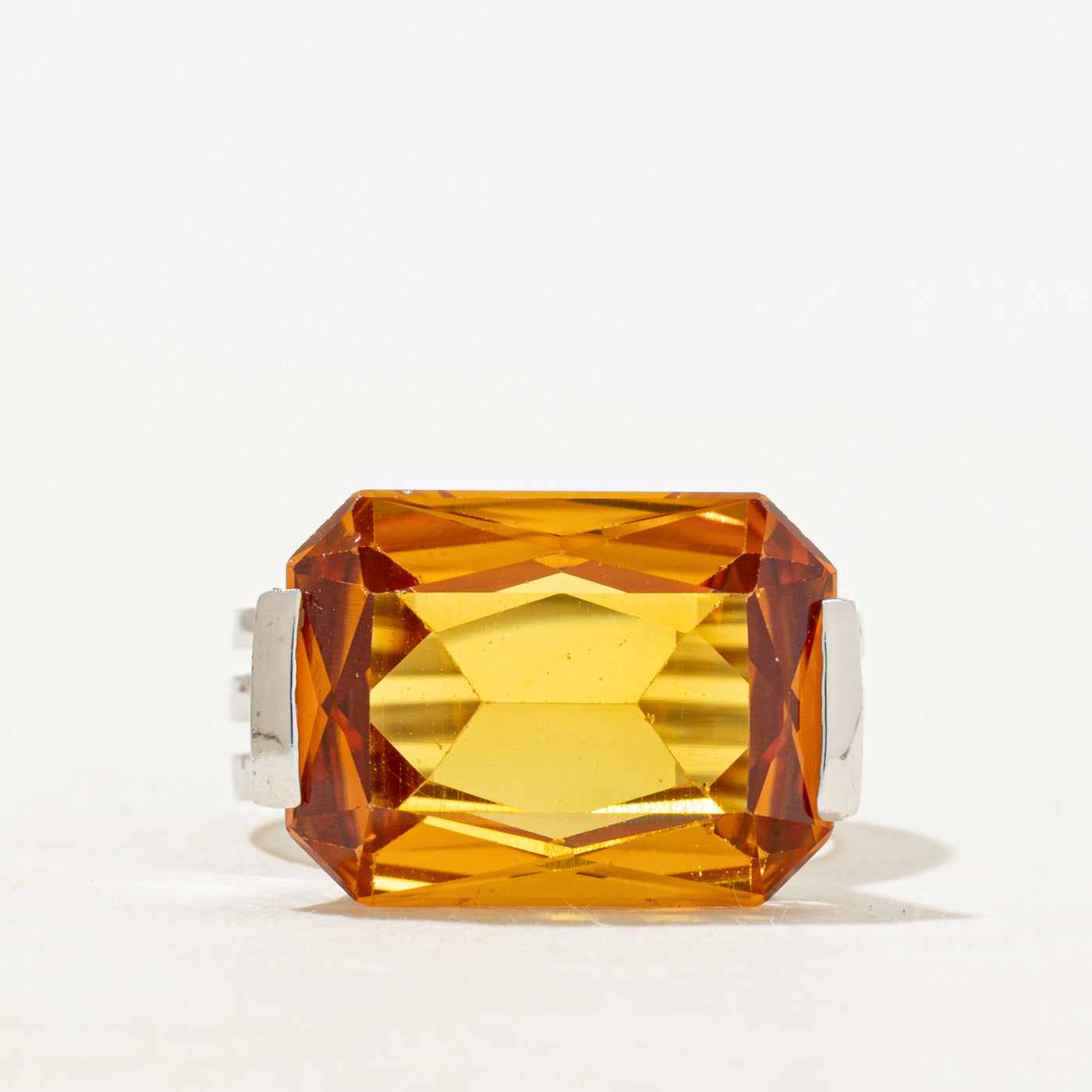 Radiant Cut Synthetic Orange Sapphire Cocktail Ring | 11.40ct | SZ 6