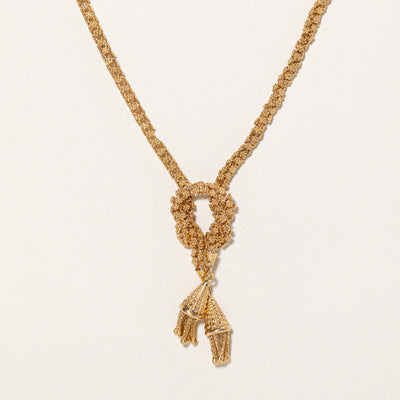 14K Yellow Gold Tassle Pendant Necklace | 16.5