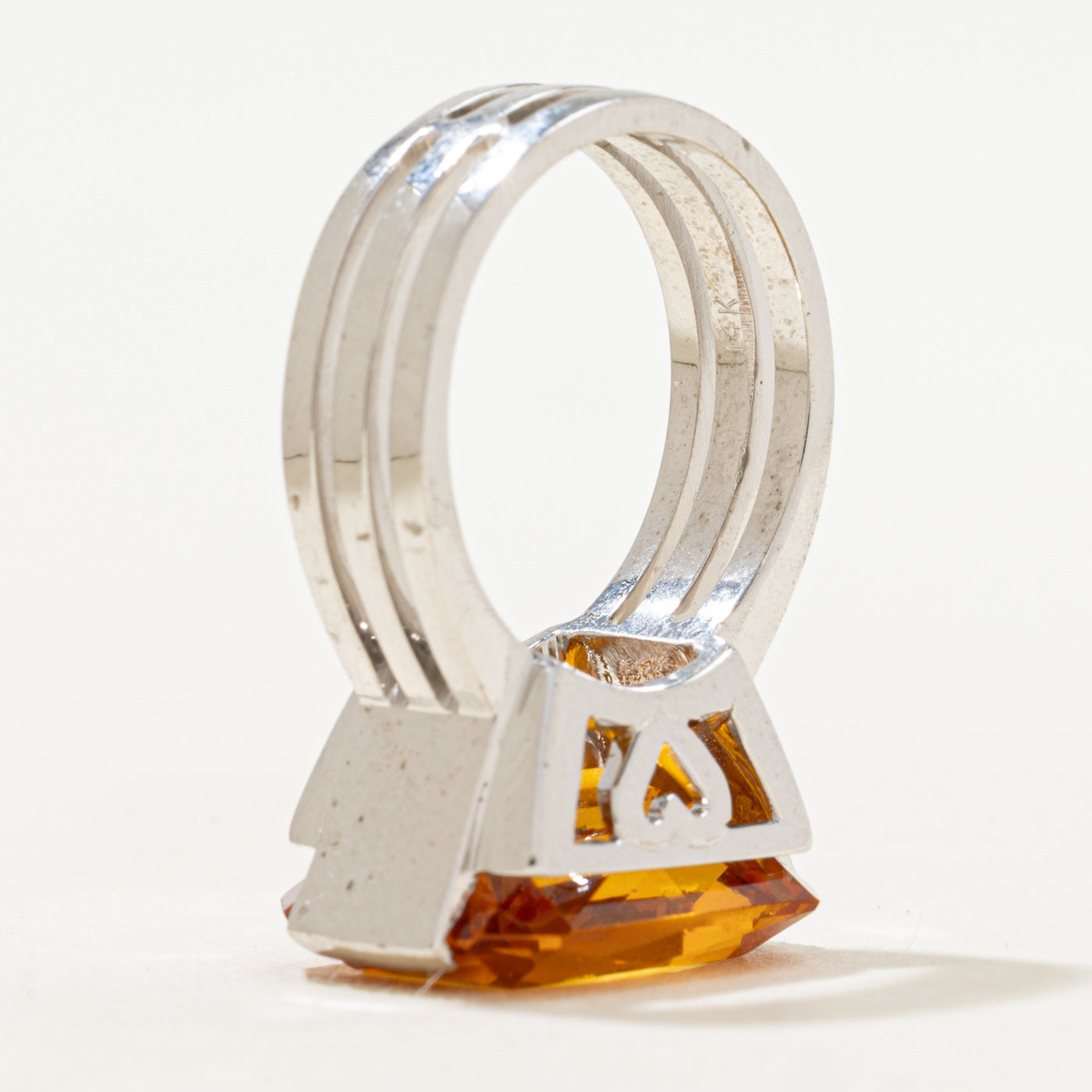 Radiant Cut Synthetic Orange Sapphire Cocktail Ring | 11.40ct | SZ 6