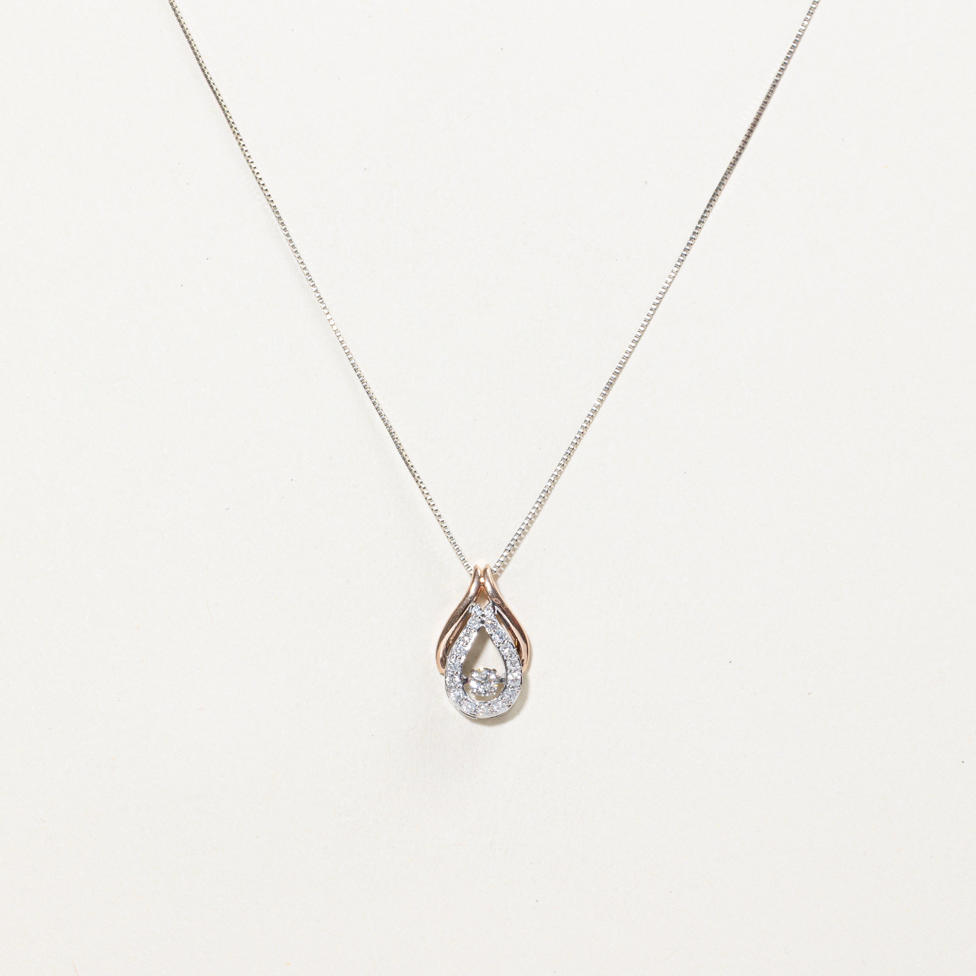 Two Tone Diamond Pear Shaped Pendant Necklace | 0.23ct | 20"