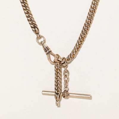 9K Yellow Gold Curb Link Watch Chain | 15.5