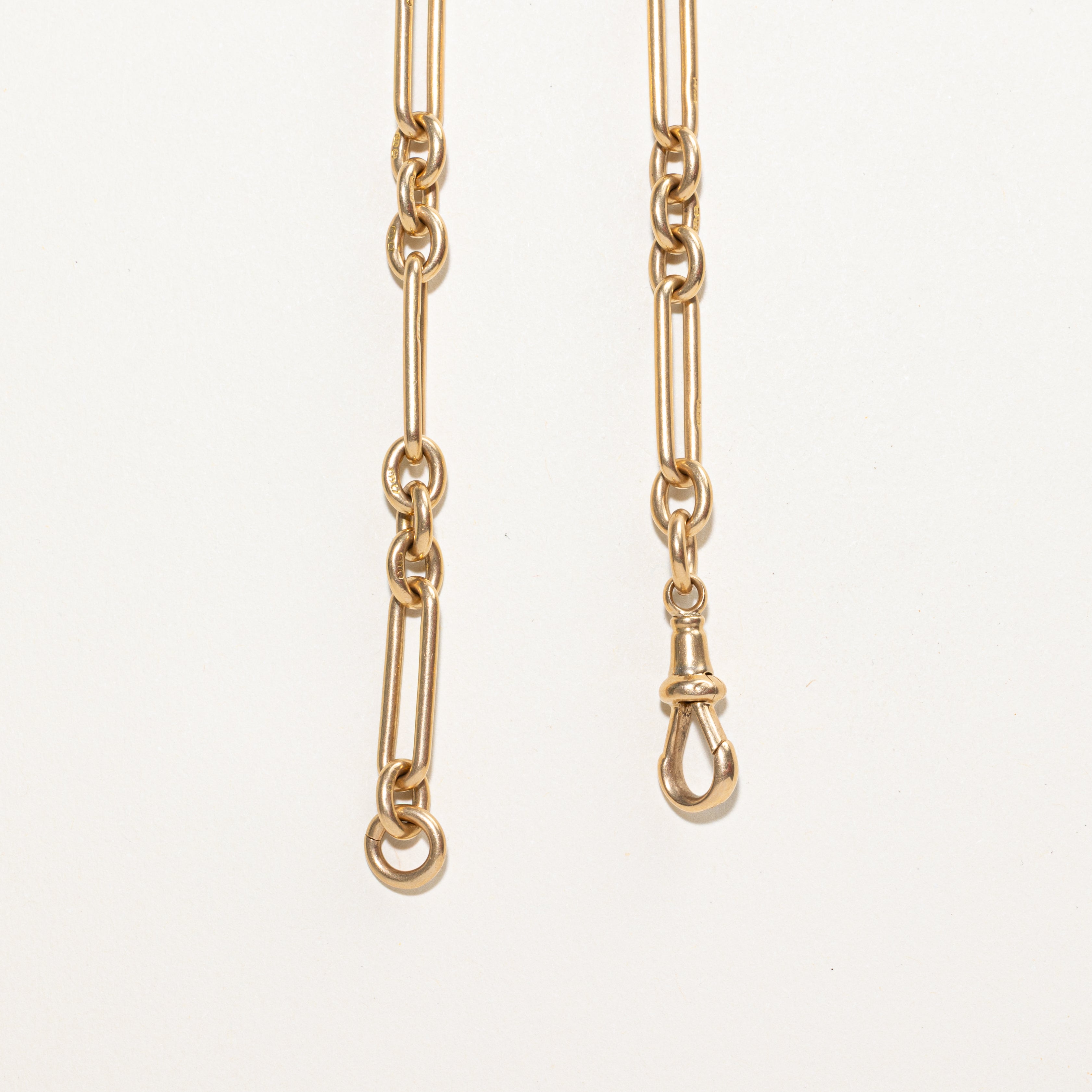Birmingham 18k Trombone Link T Bar Watch Chain | 14"