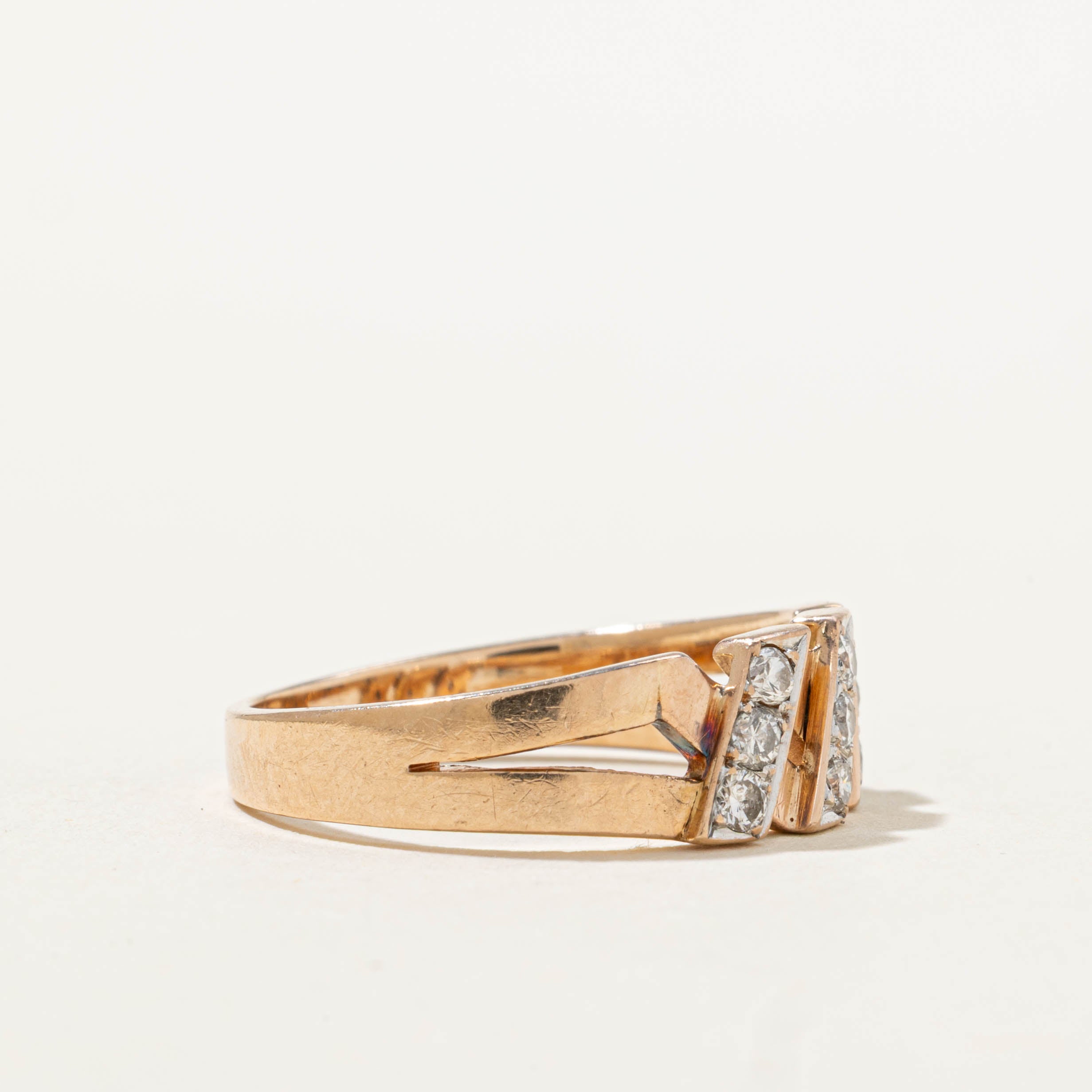 14k Multi Diagonal Row Diamond Ring | SZ 6.75