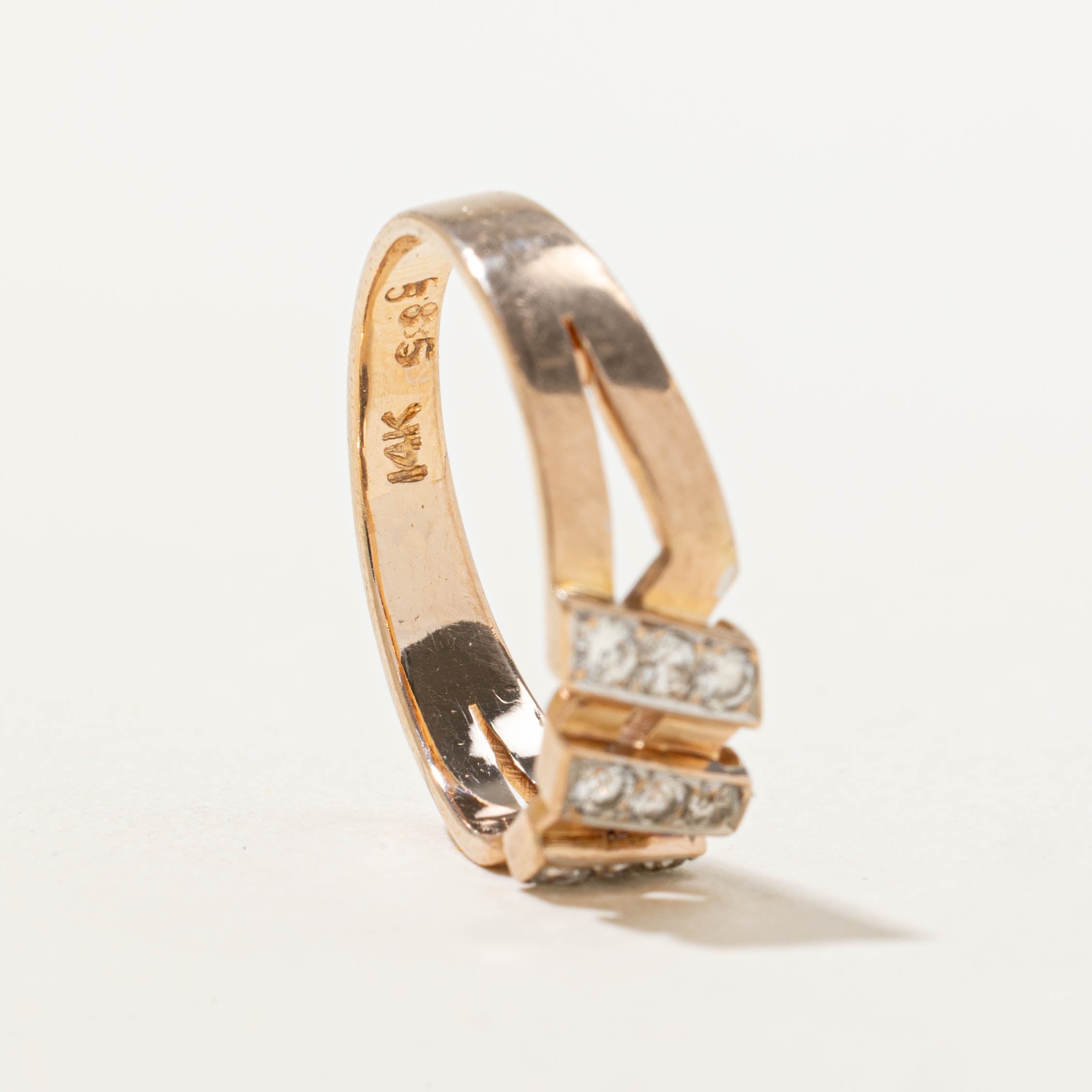 14k Multi Diagonal Row Diamond Ring | SZ 6.75