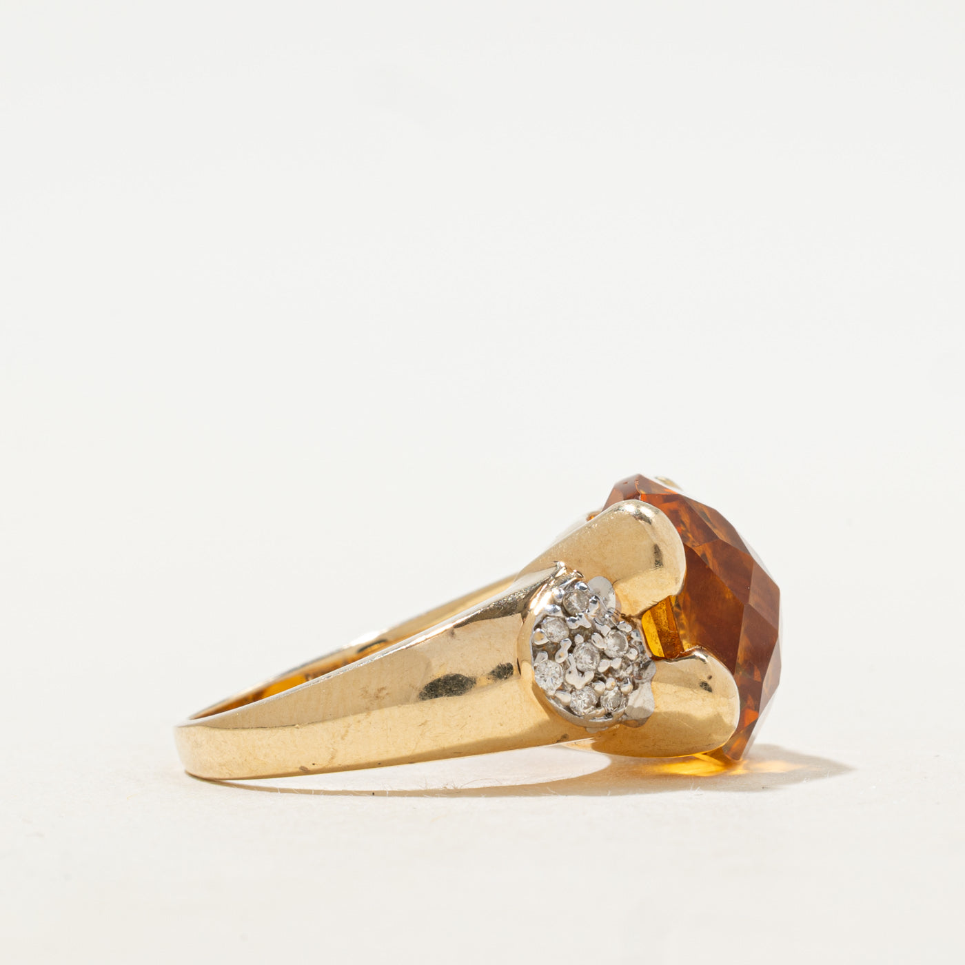 East West Citrine & Diamond Cocktail Ring | 9.25ct, 0.07ctw | SZ 8