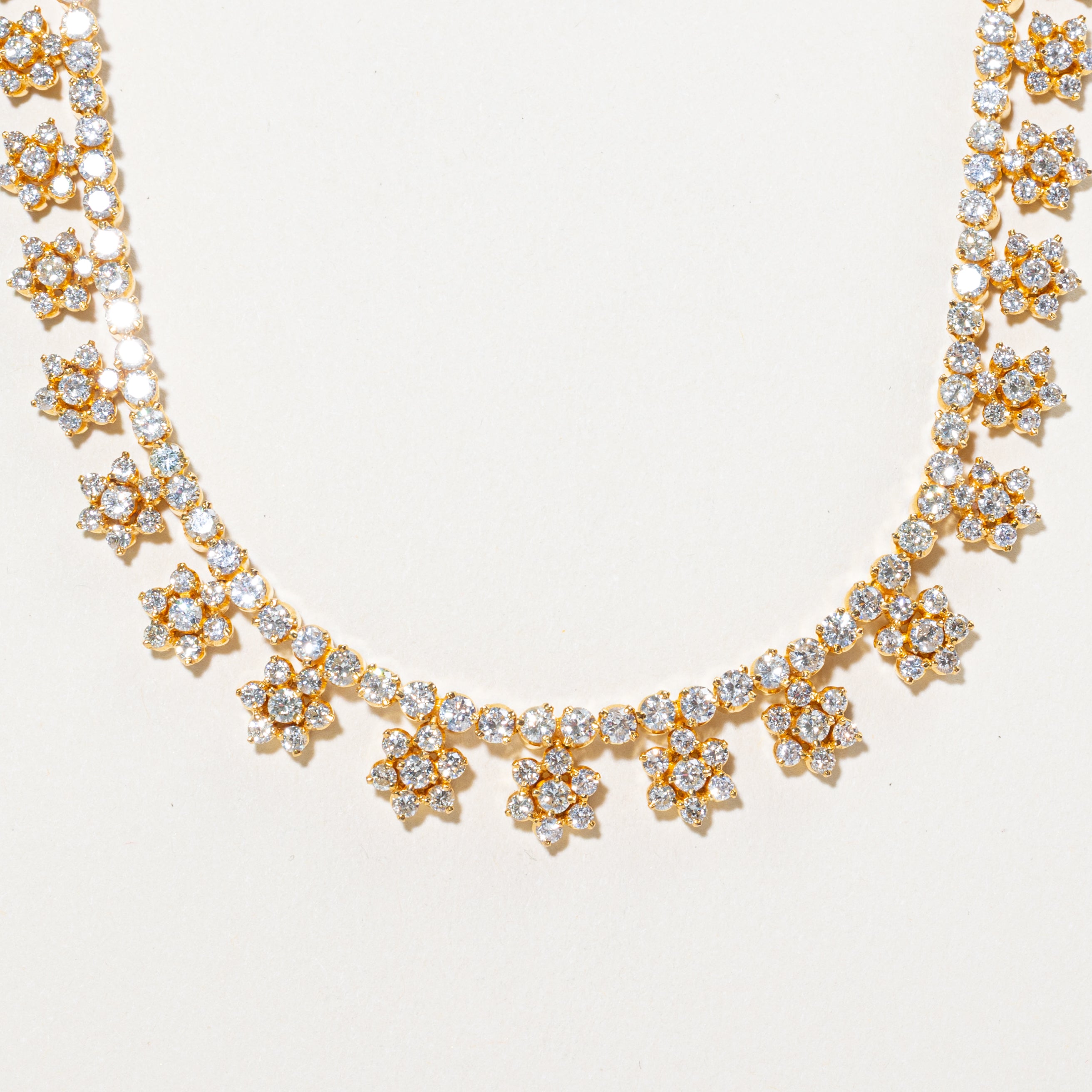 18k Yellow Gold Diamond Encrusted Floral Necklace | 4.90ct | 16.5"