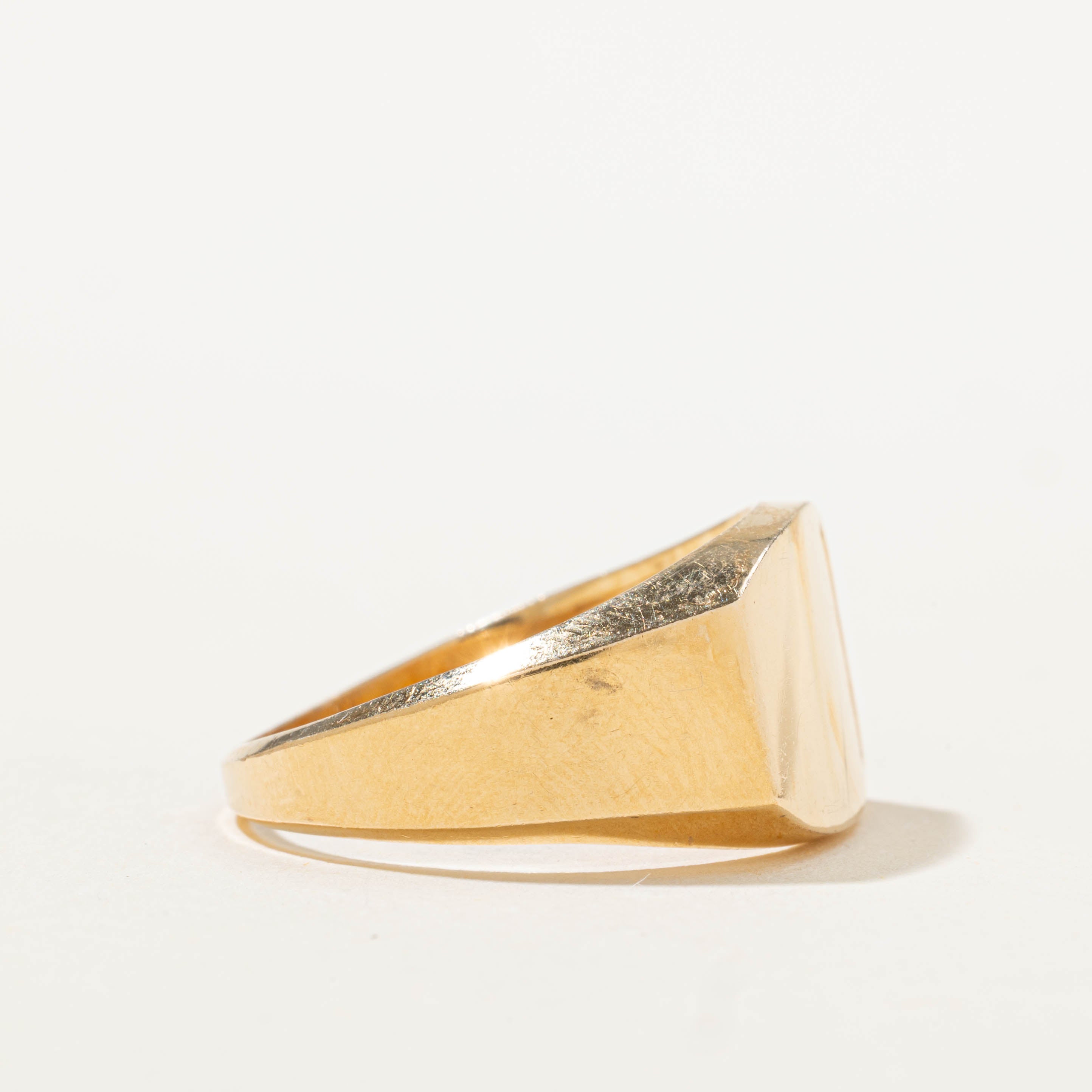 14k Side Diamond Accented Signet Ring | SZ 9.75