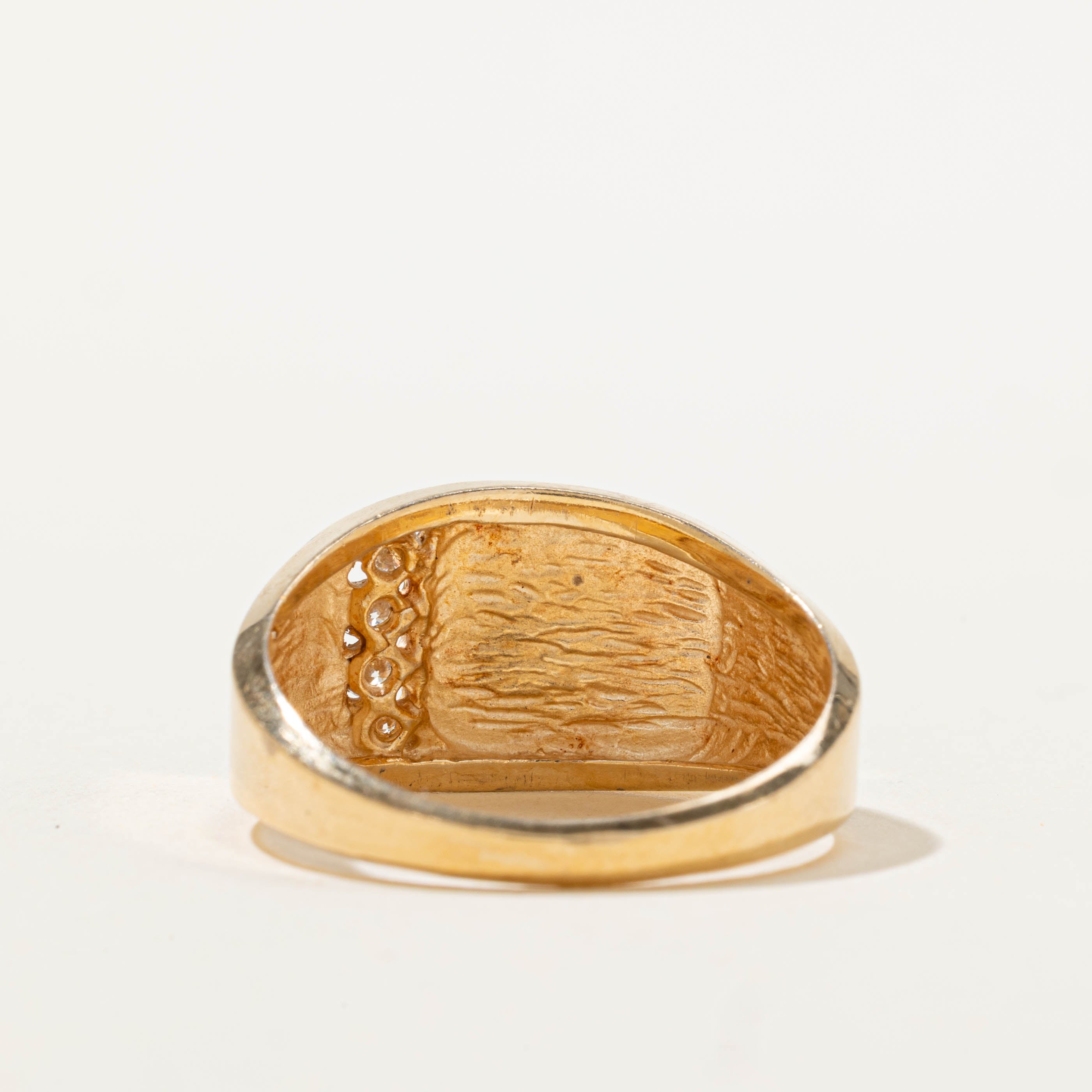 14k Side Diamond Accented Signet Ring | SZ 9.75