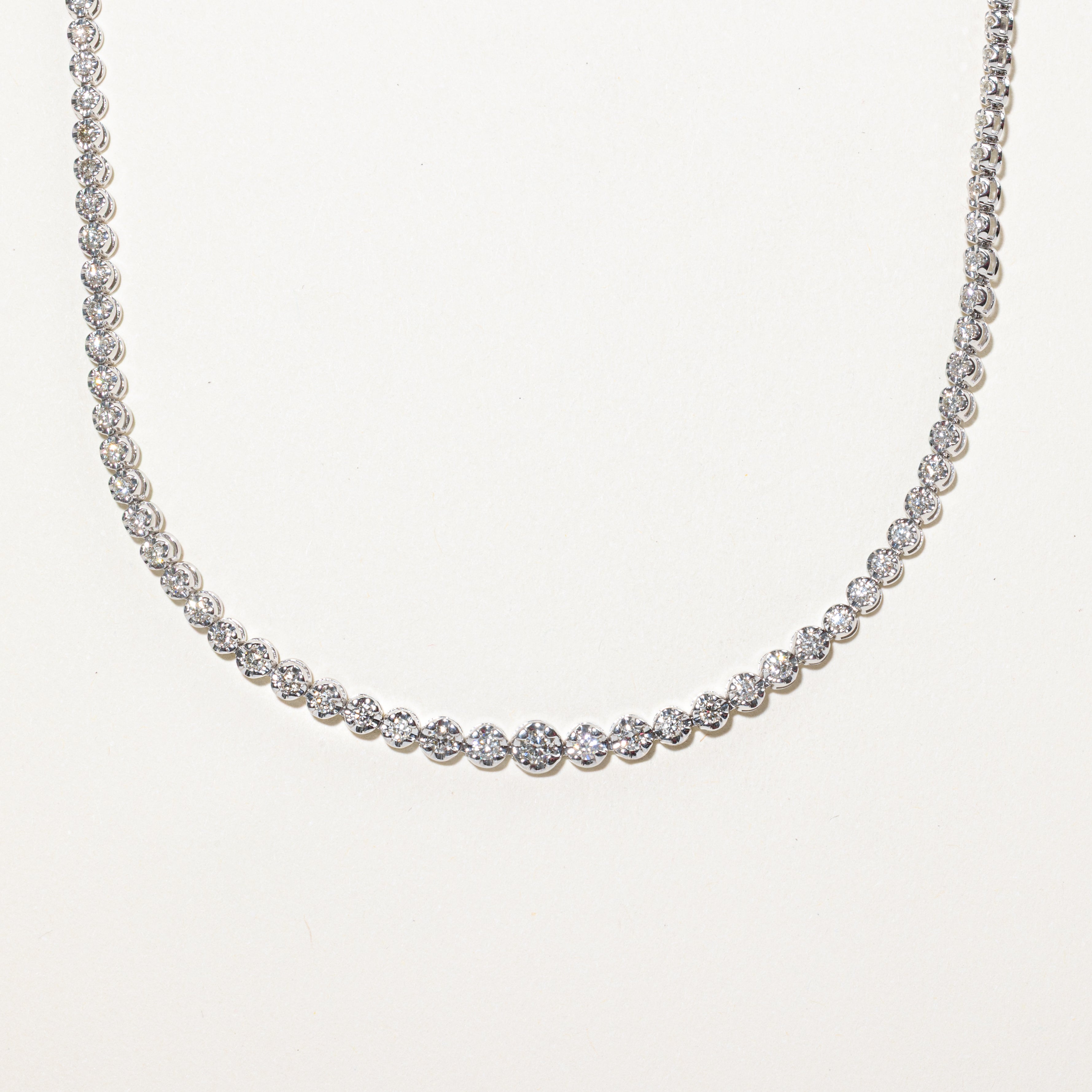 White Gold Illusion Set Diamond Tennis Necklace | 4.85ct | 18"