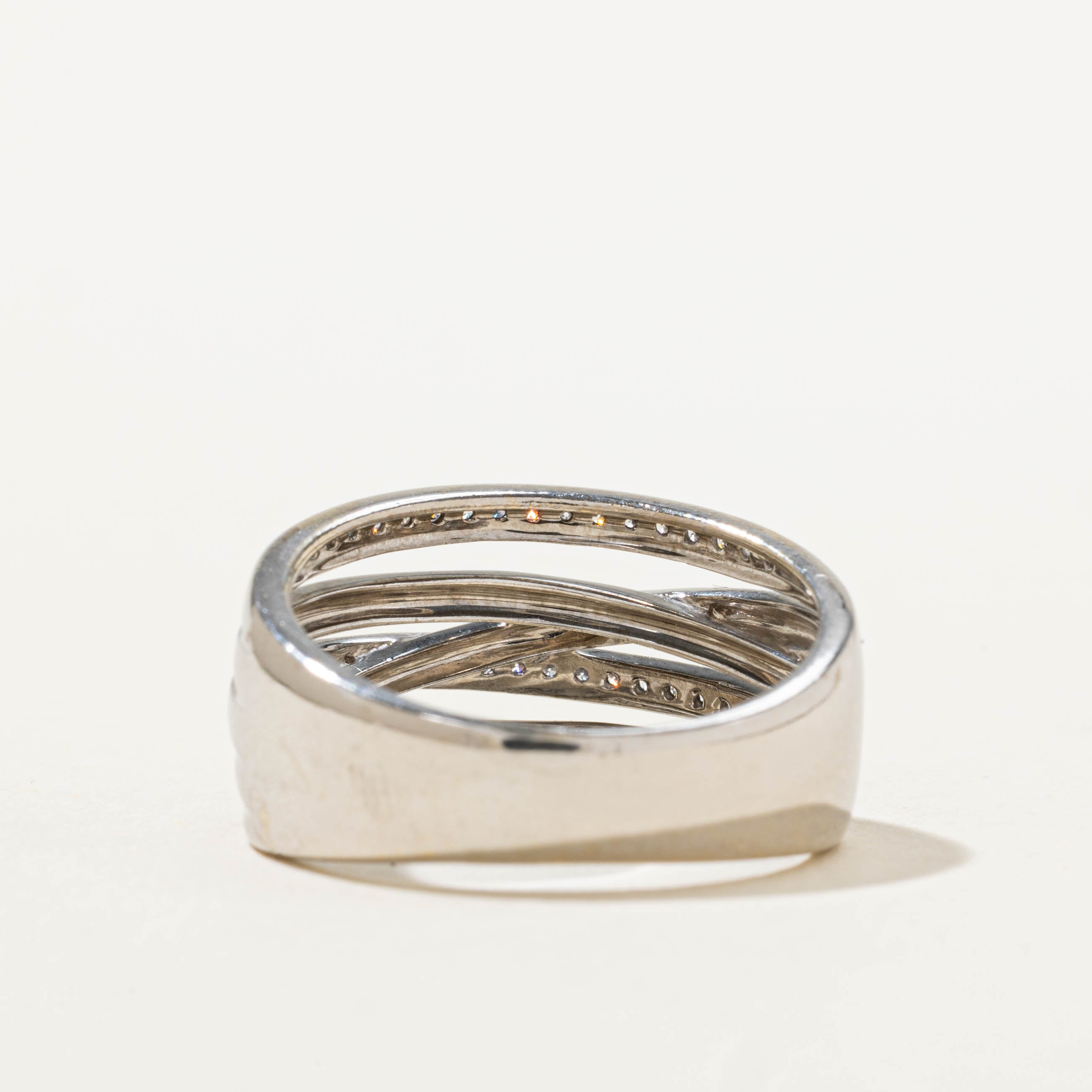 14k Diamond Multi Row Crossover Ring | SZ 7.5