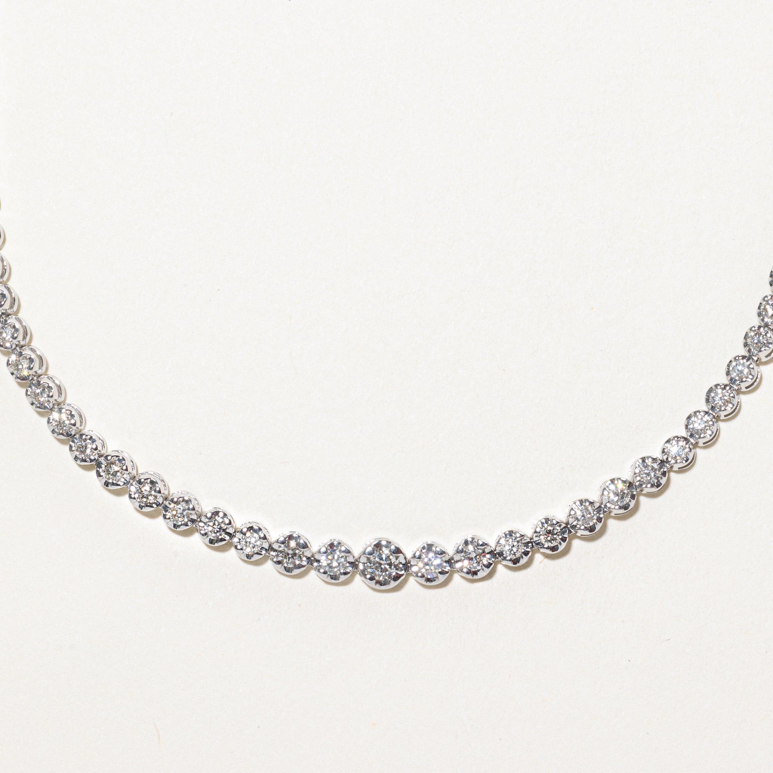 White Gold Illusion Set Diamond Tennis Necklace | 4.85ct | 18"