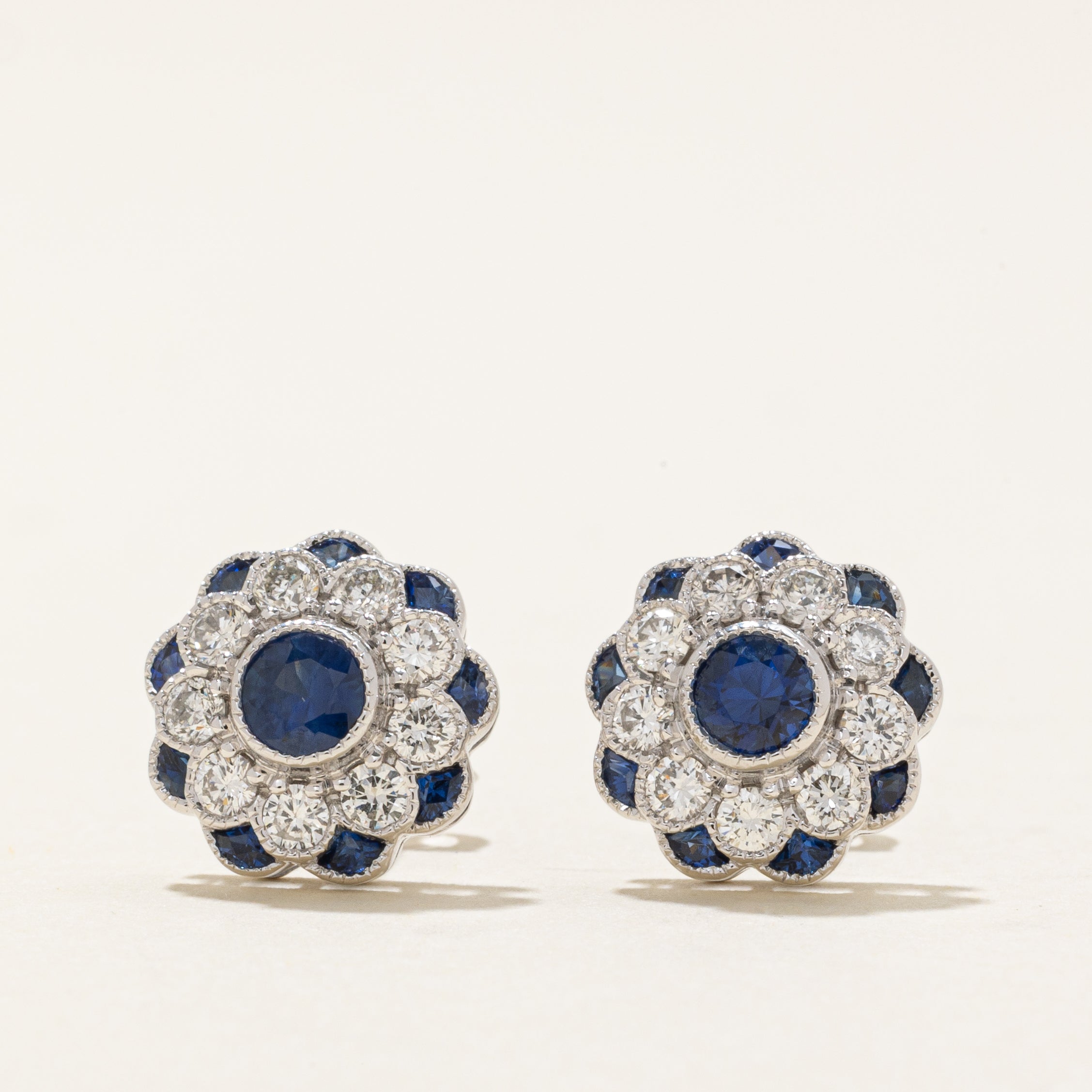 '100 Ways' Art Deco Inspired Diamond and Sapphire Earrings