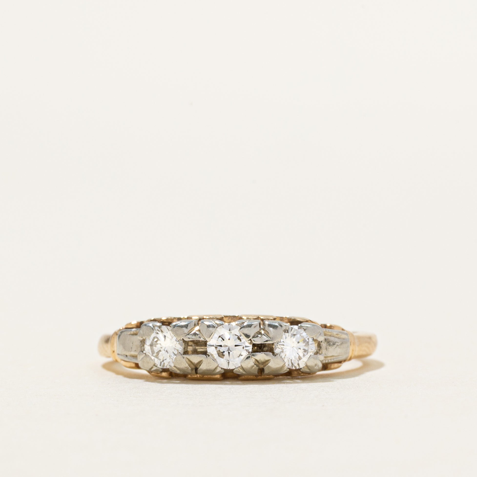 'Birks' Two Tone Diamond Thin Ring | 0.31ctw | SZ 6.5