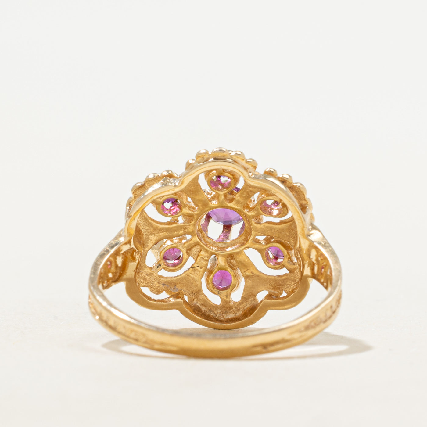 Ruby Cluster Floral Textured Ring | 0.60ctw | SZ 6.5