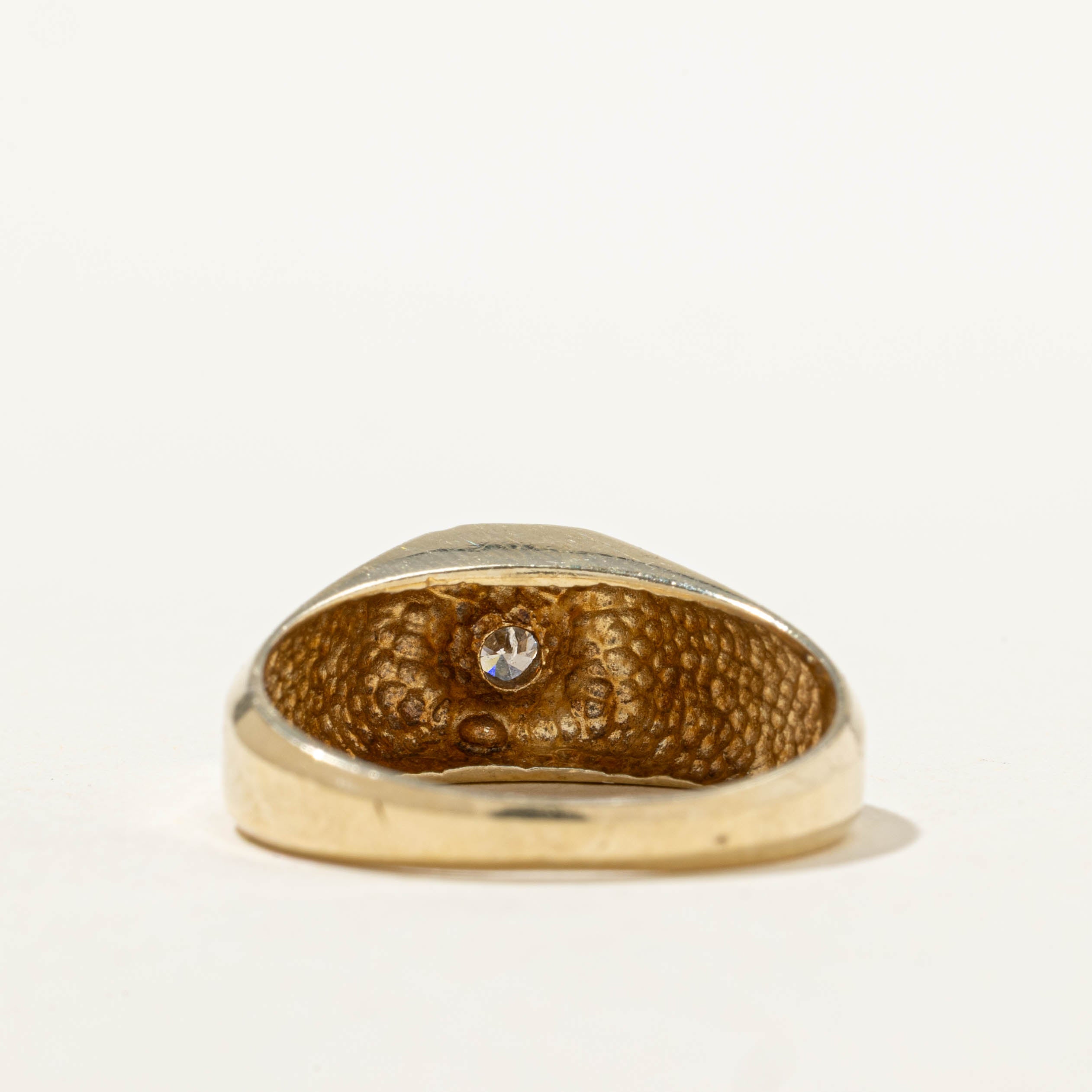 14k Solitaire Diamond Octagon Signet Ring | SZ 9.25