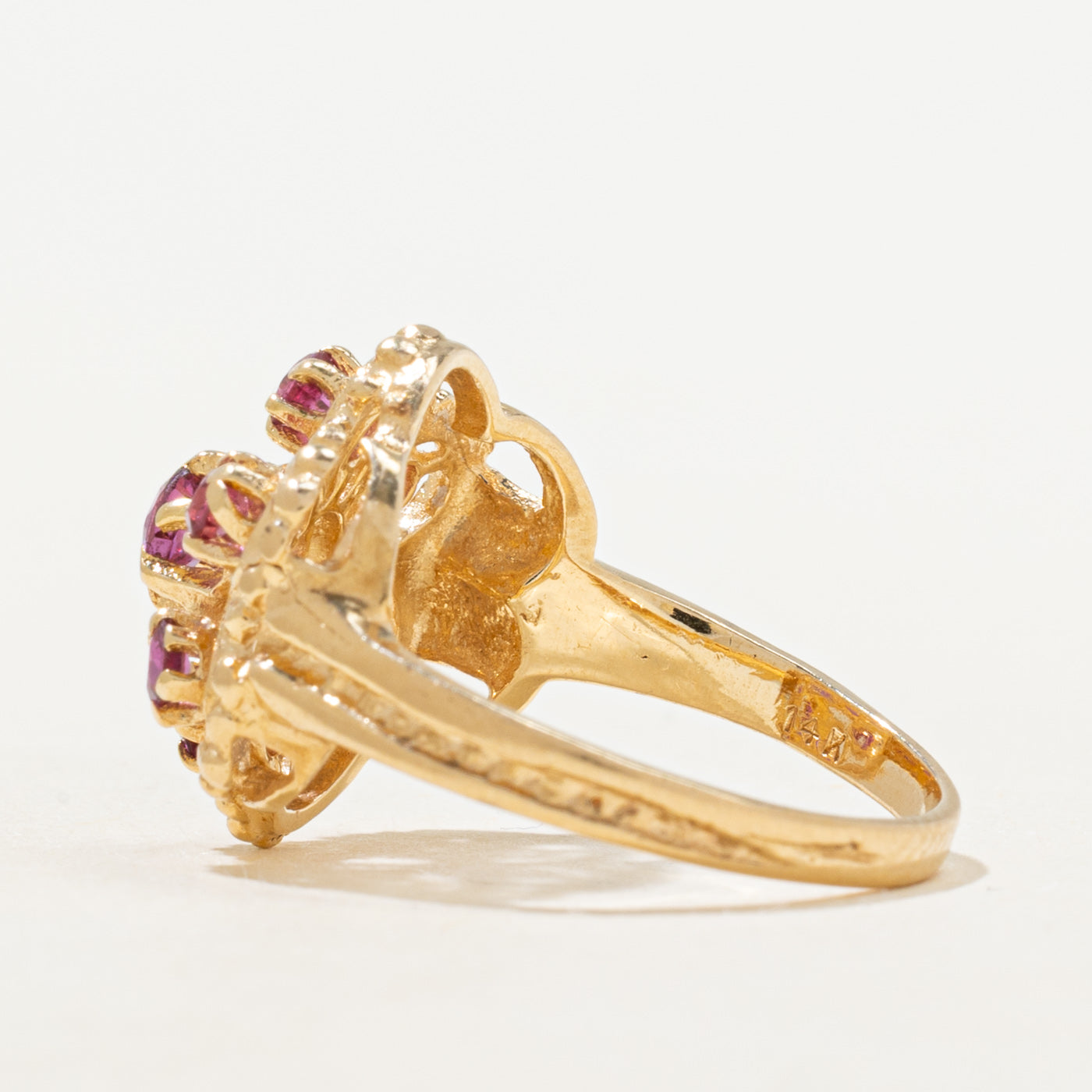 Ruby Cluster Floral Textured Ring | 0.60ctw | SZ 6.5
