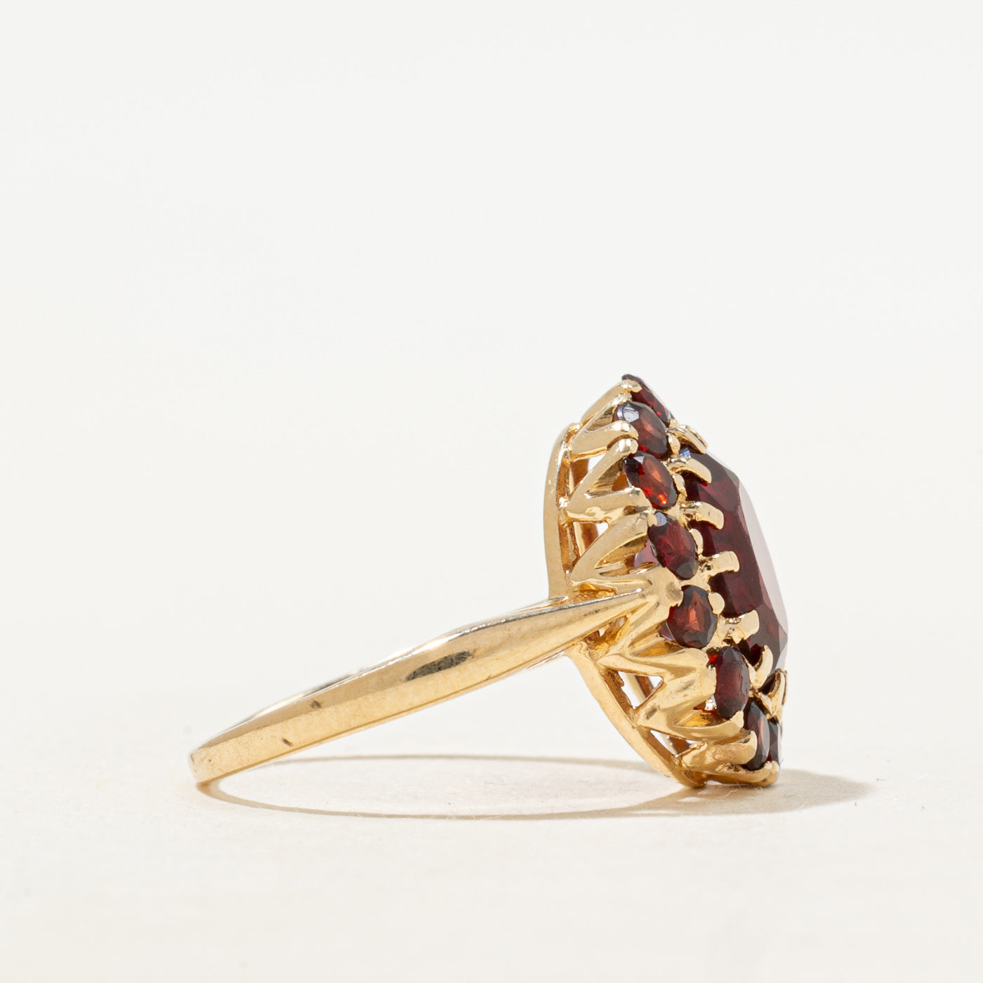 Bague cocktail halo rubis synthétique | 3,32 ct | Taille 5,5