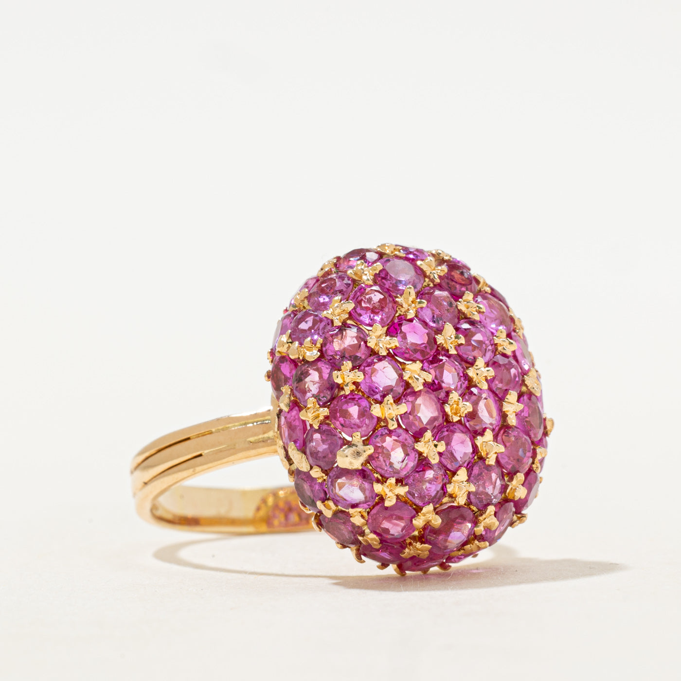 Synthetic Ruby Oval Cluster Cocktail Ring | 7.60ctw | SZ 9.25