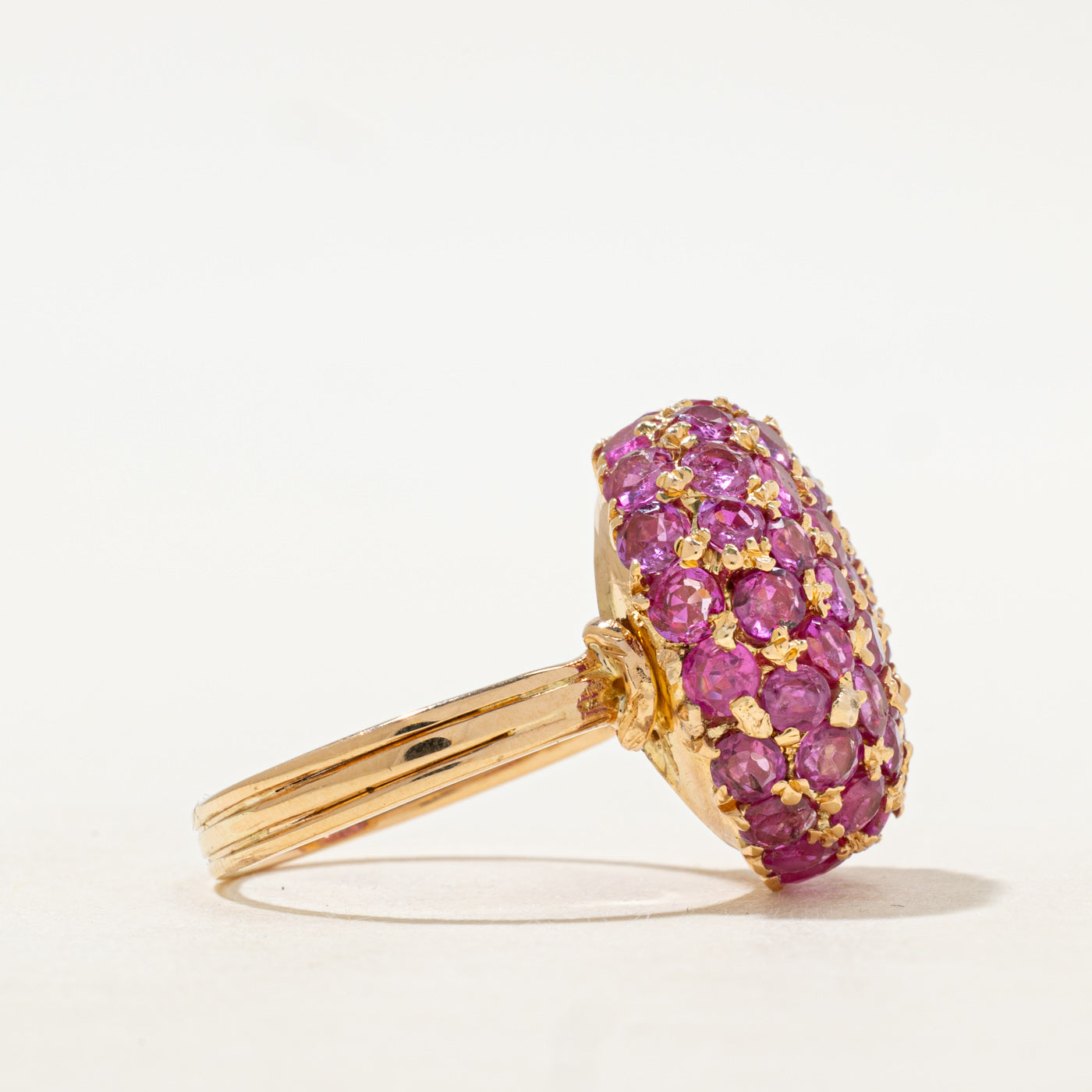 Synthetic Ruby Oval Cluster Cocktail Ring | 7.60ctw | SZ 9.25