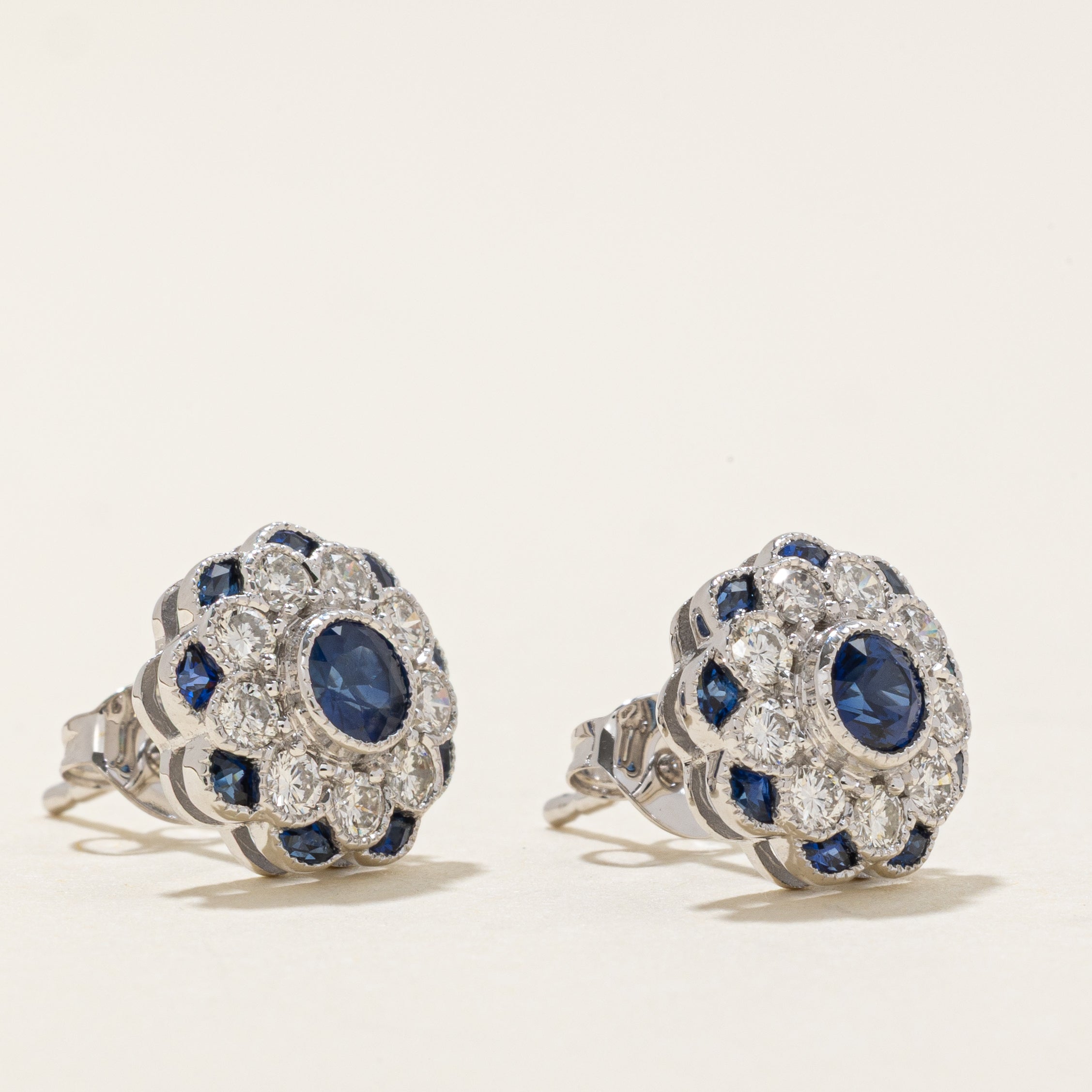 '100 Ways' Art Deco Inspired Diamond and Sapphire Earrings
