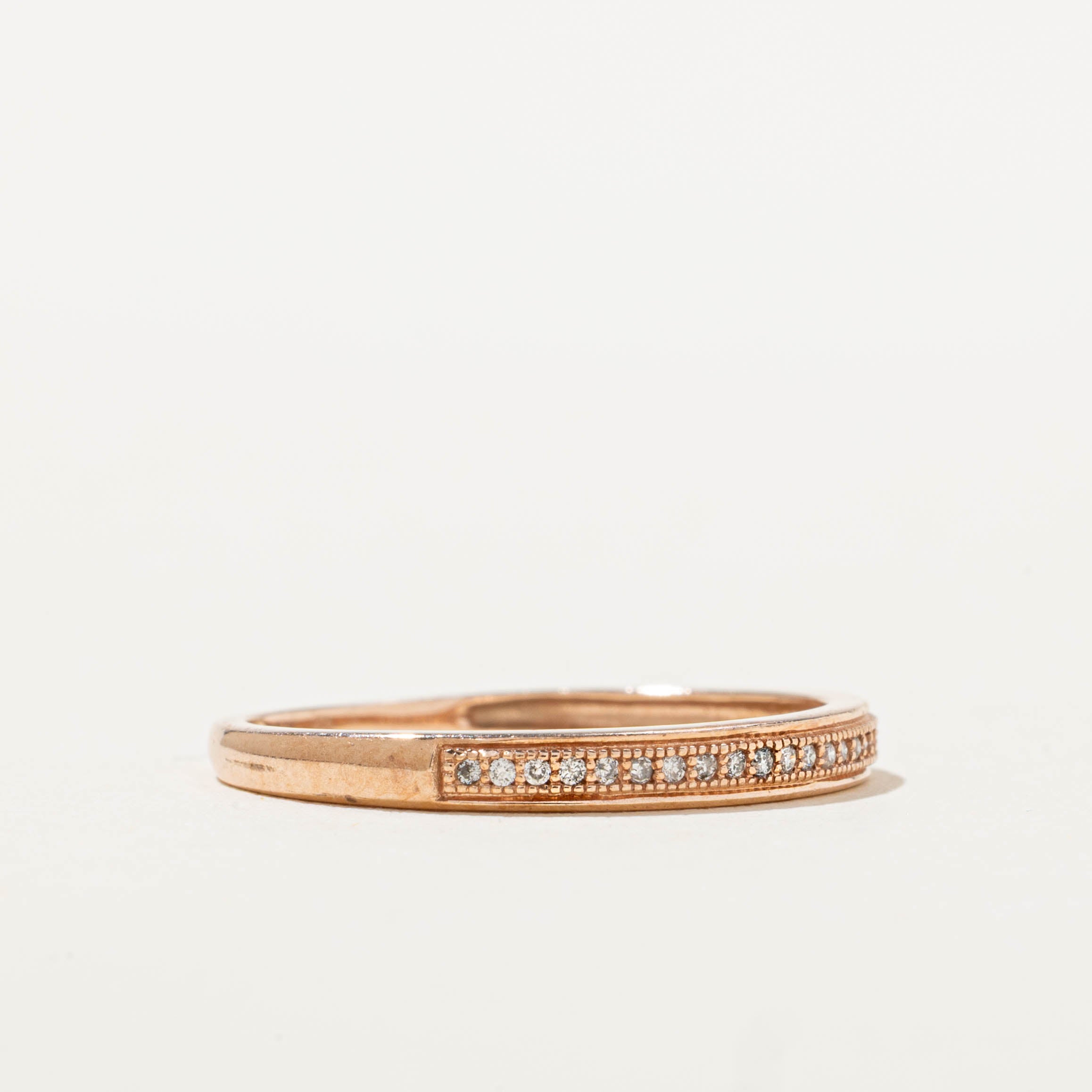10k Rose Gold Semi Eternity Diamond Milgrain Band | SZ 6.75