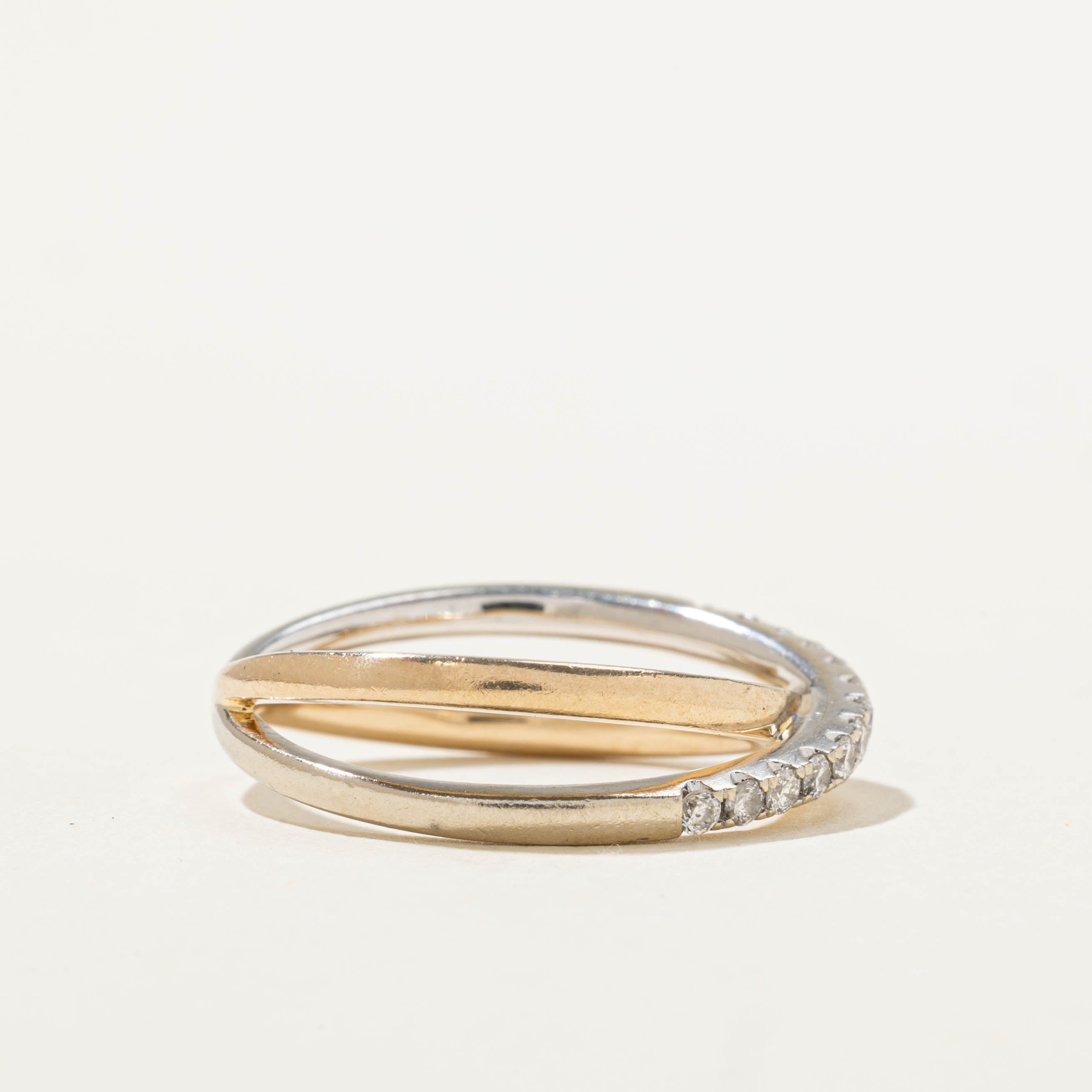 14k Semi Eternity Diamond Crossover Ring | SZ 7