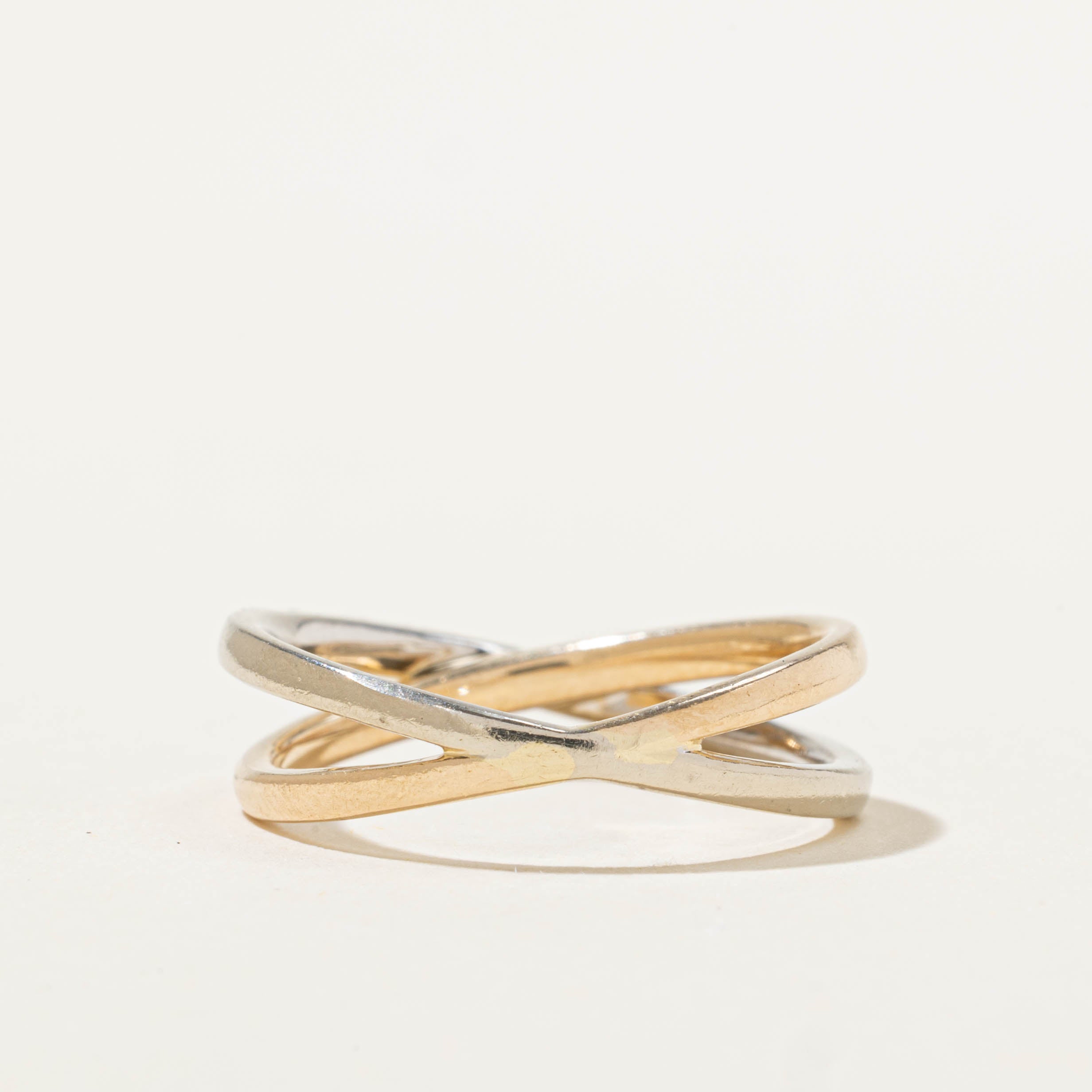 14k Semi Eternity Diamond Crossover Ring | SZ 7