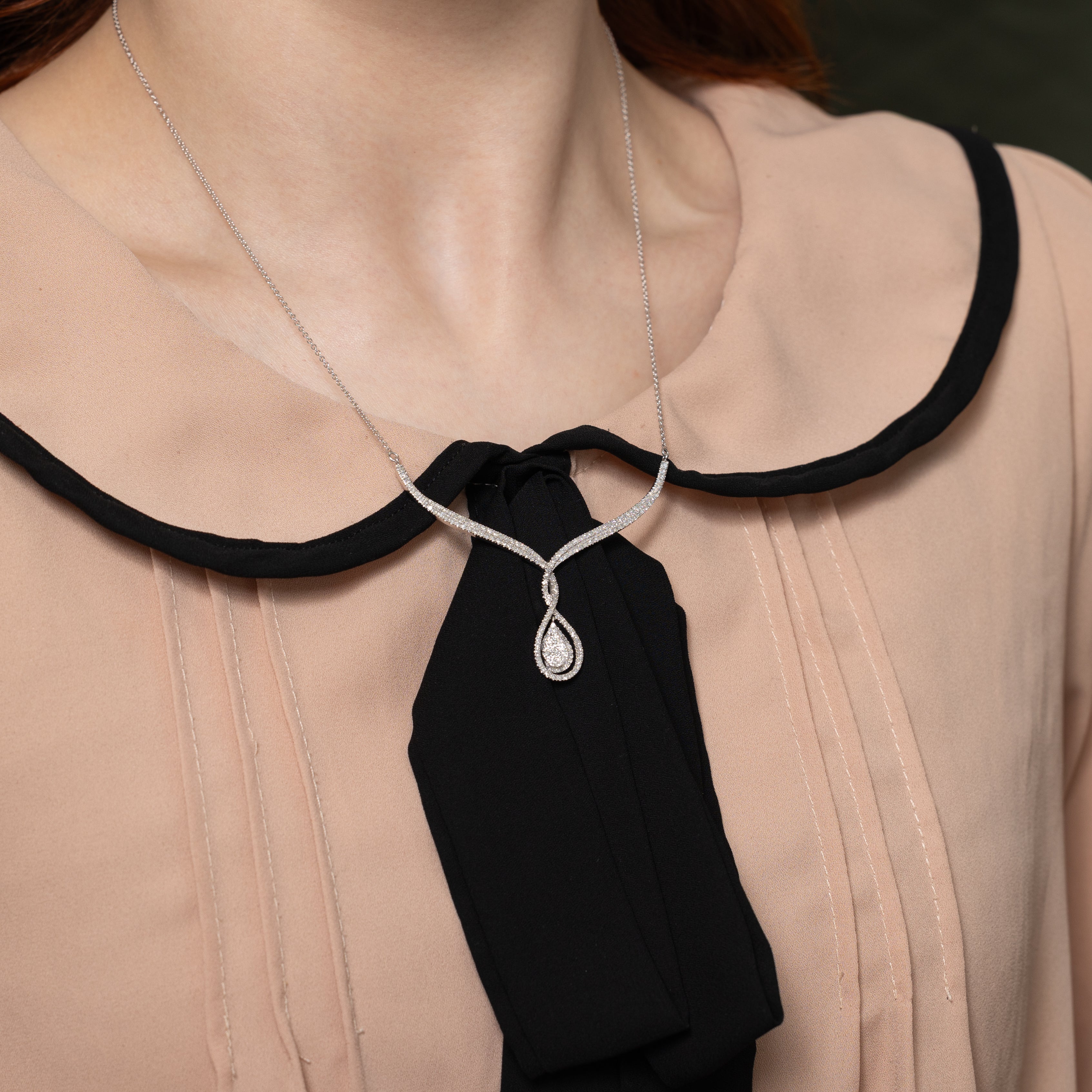 White Gold Diamond Pear Shaped Pendant Necklace | 0.92ctw | 18"