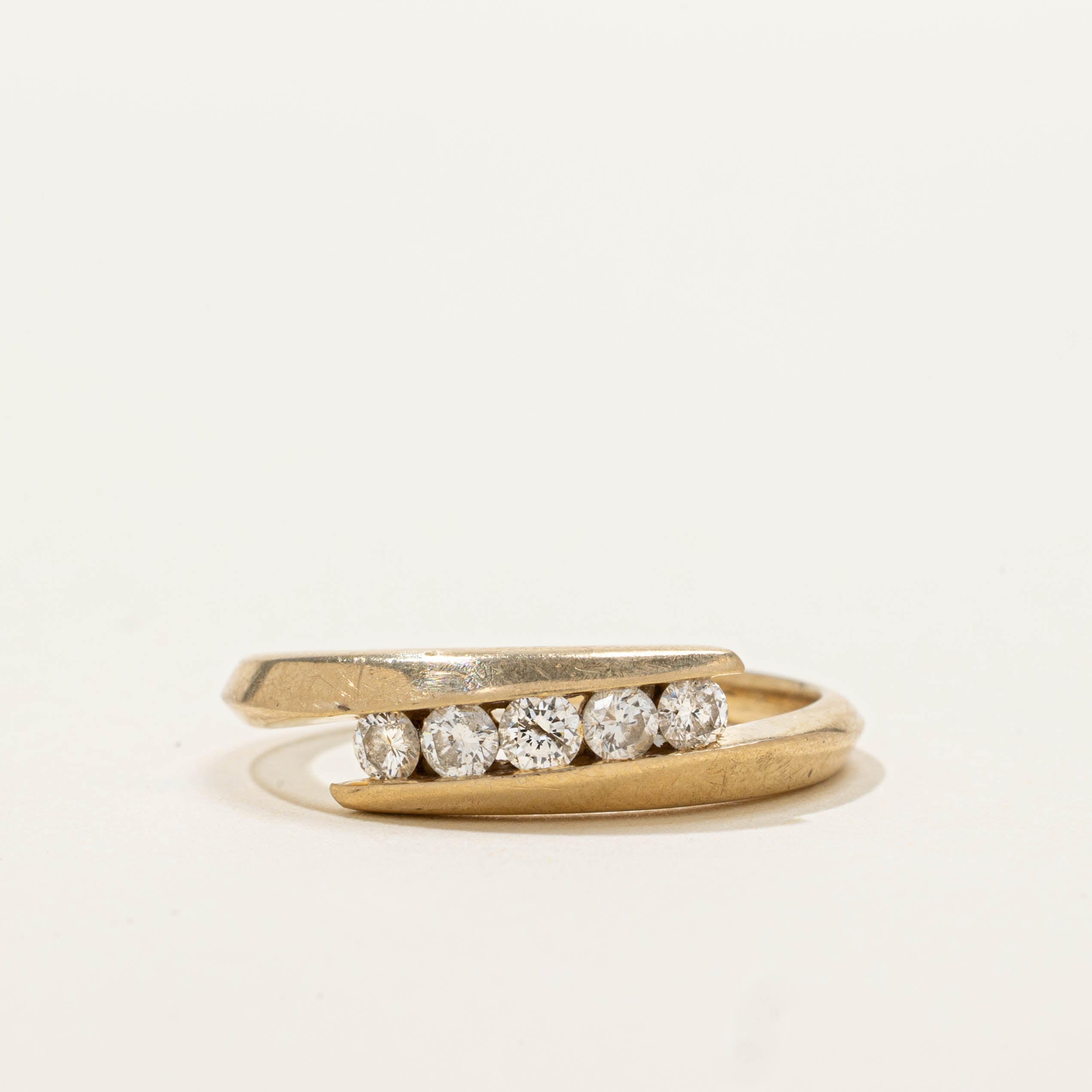 14k Five Stone Diamond Bypass Ring | SZ 6.5