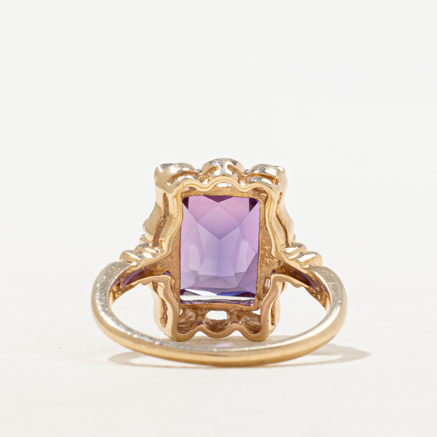 Synthetic Purple Sapphire Scrollwork Ring | 7.60ct | SZ 5.25