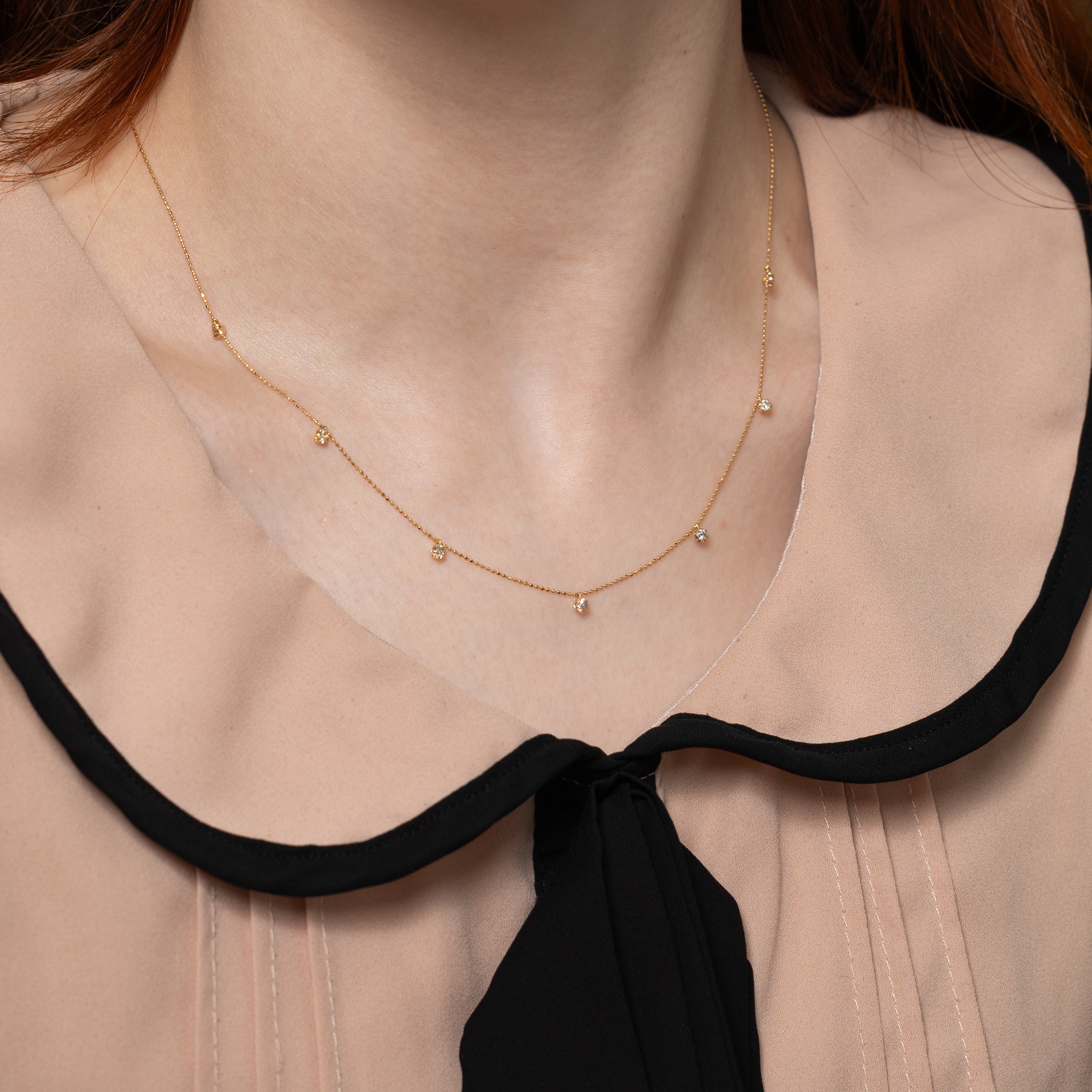 18k Yellow Gold Brown Diamond Satellite Necklace | 0.42ctw | 18"