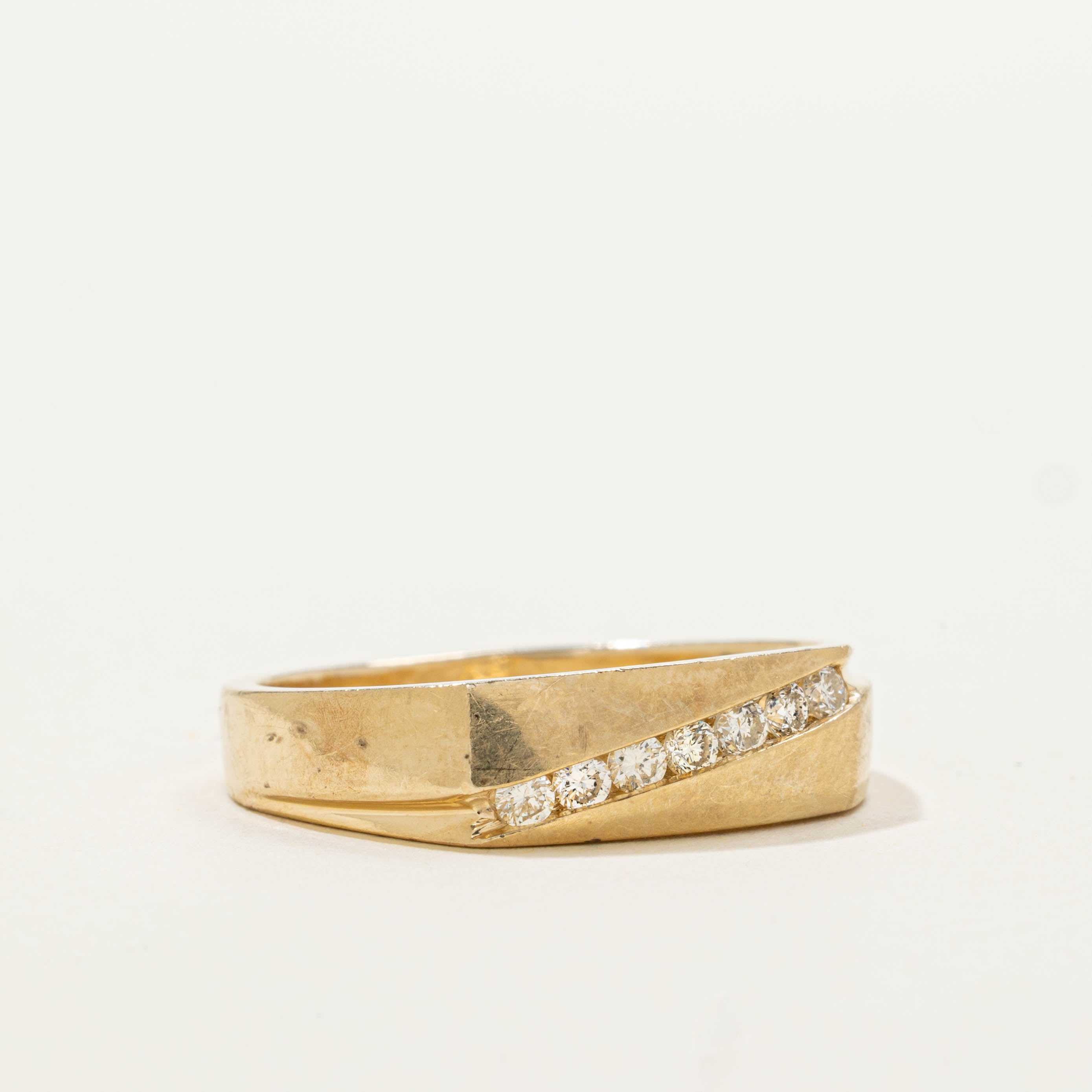 14k Diagonal Channel Set Diamond Band | SZ 10