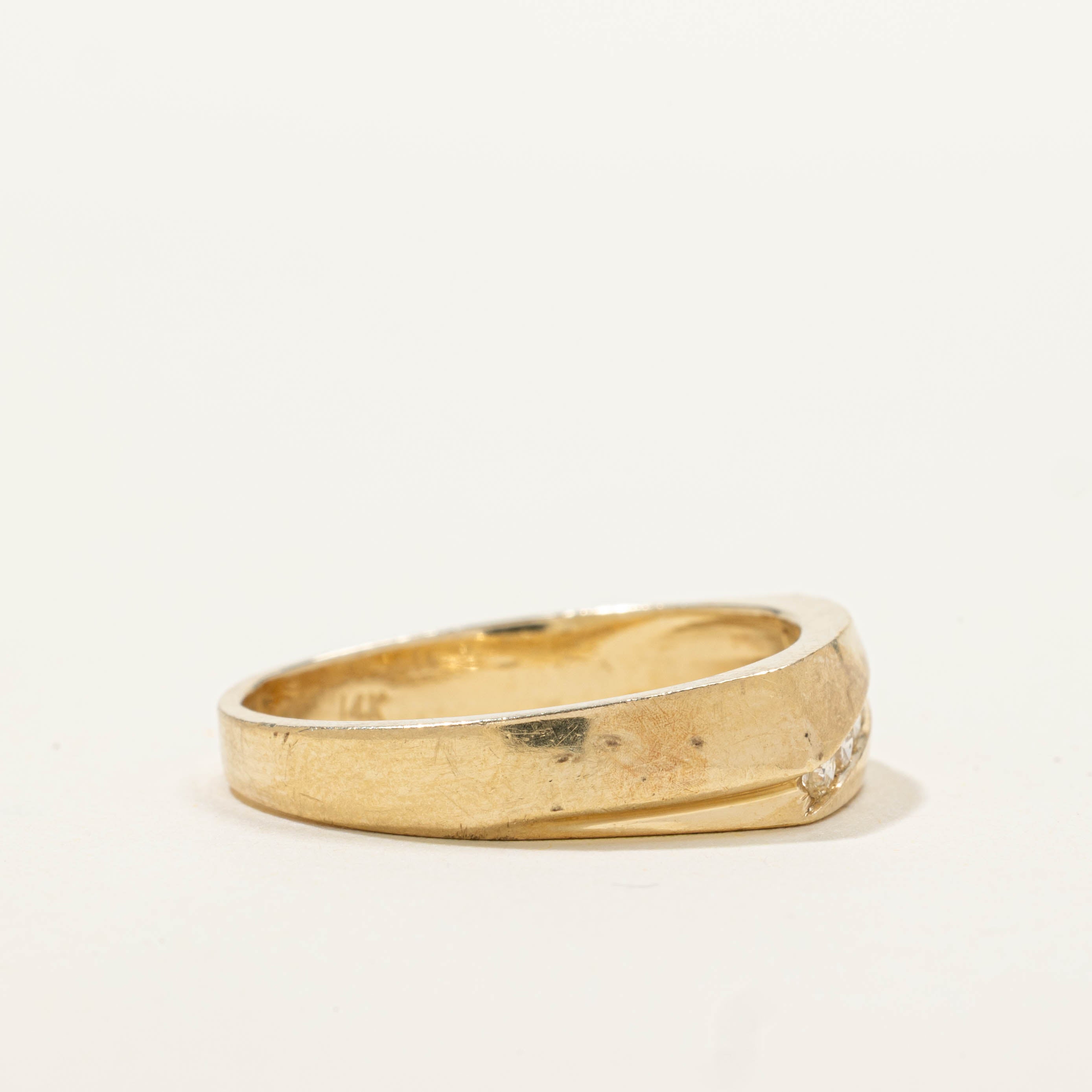 14k Diagonal Channel Set Diamond Band | SZ 10