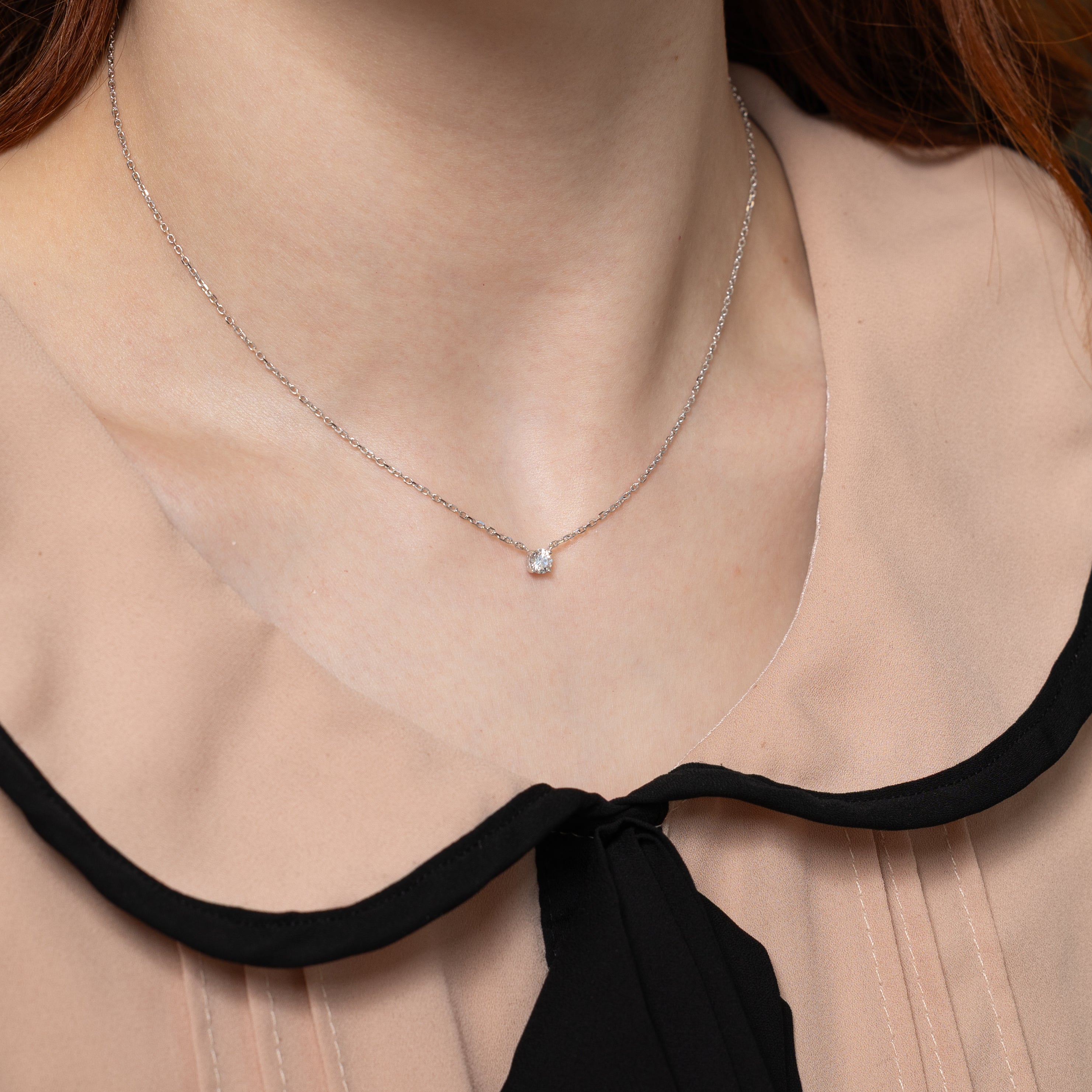 White Gold Solitaire Diamond Pendant Necklace | 0.28ct | 16"