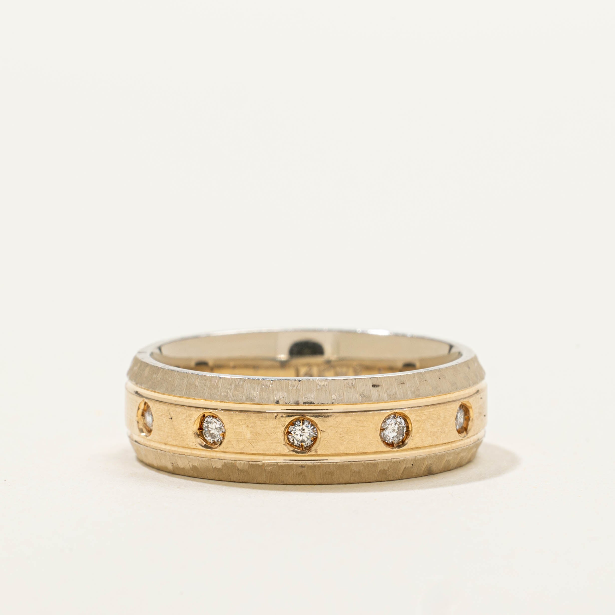 14k Two Tone Eternity Flush Set  Diamond Band | 5.65mm | SZ 5.75